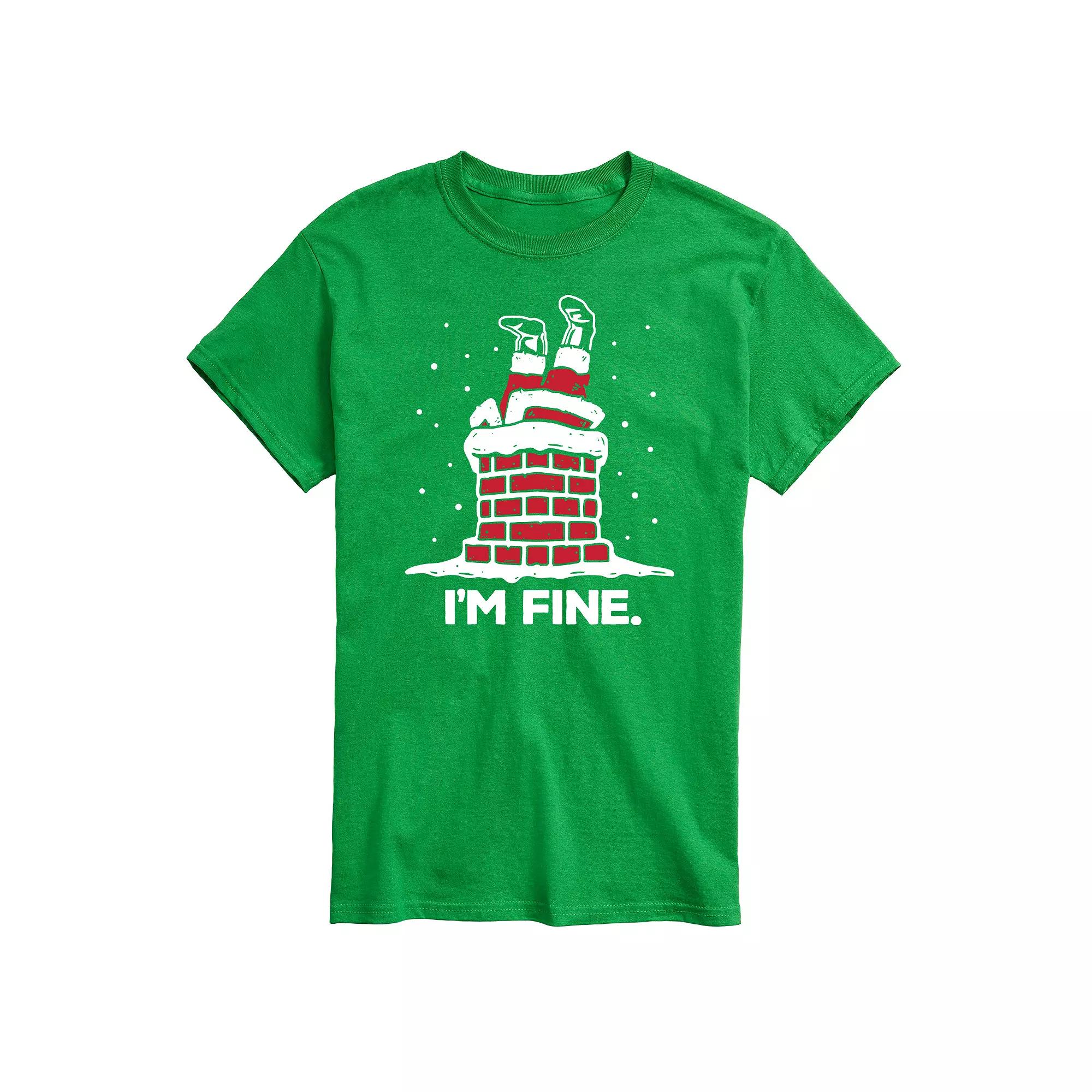 Big & Tall I'm Fine Santa Chimney Graphic Tee, Men's,  Product Image
