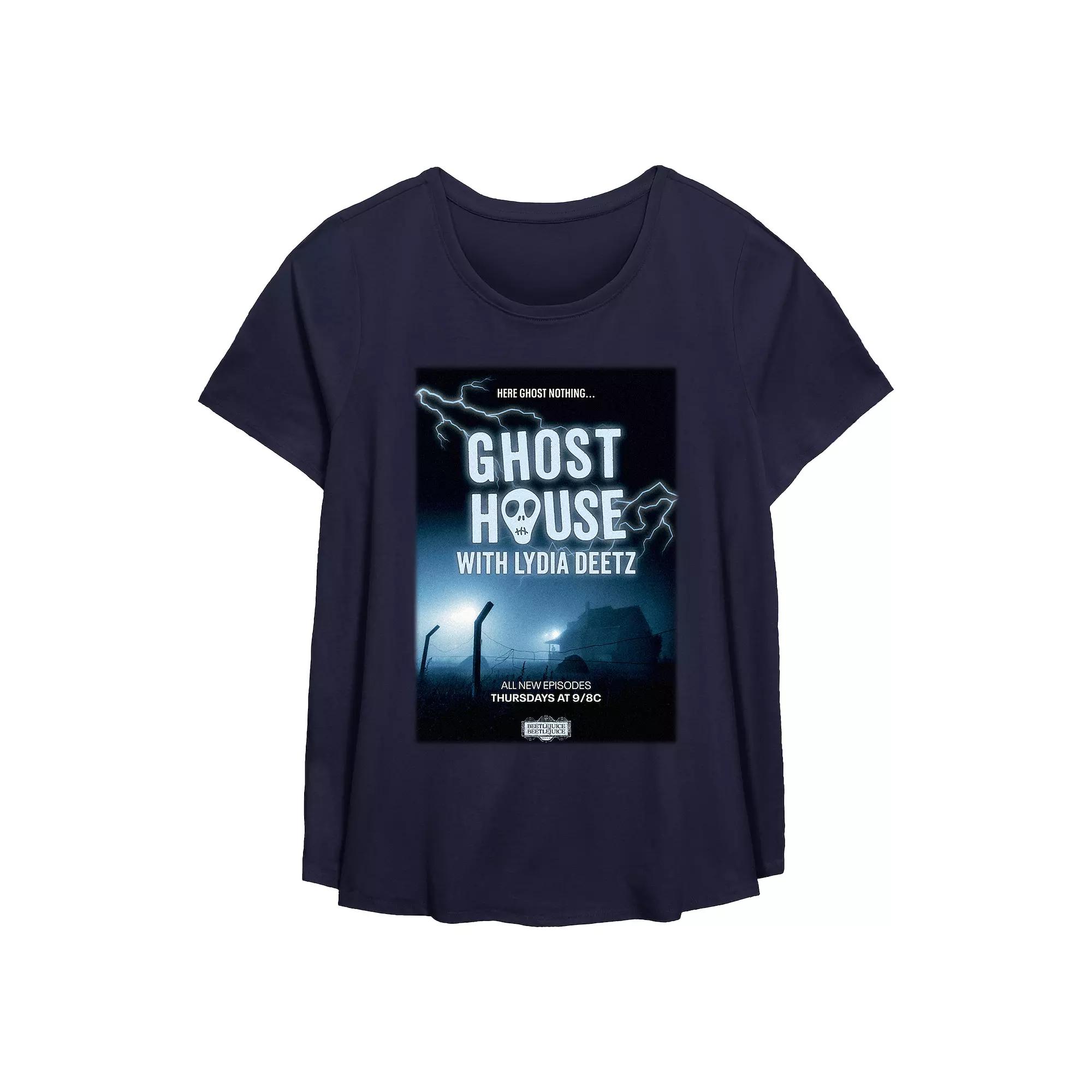Plus Size Beetlejuice 2 Ghost House All New Episodes Flowy Graphic Tee, Women's, Size: 1XL, Blue Product Image
