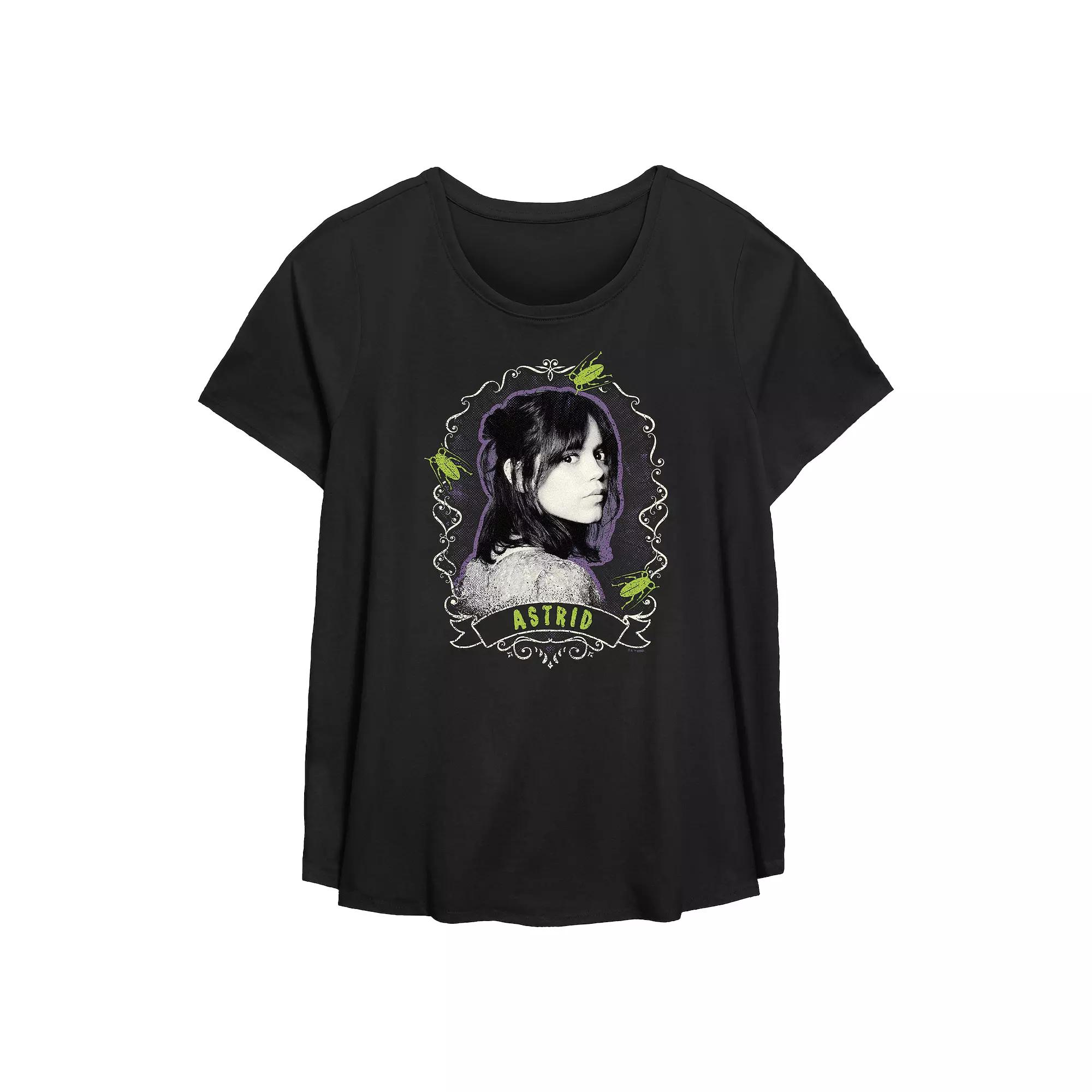 Plus Size Beetlejuice 2 Astrid Framed Portrait Flowy Graphic Tee, Women's, Size: 5XL, Black Product Image