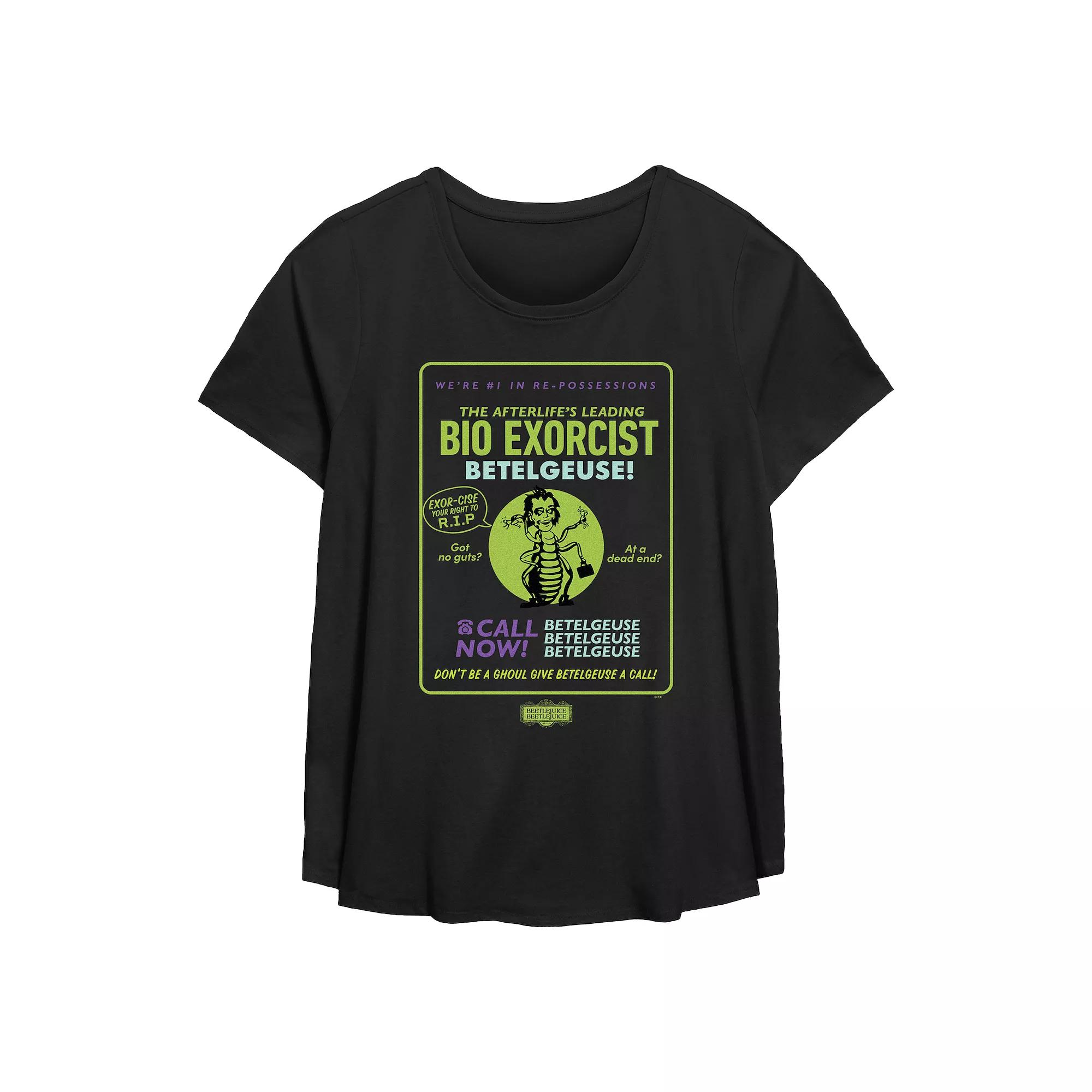 Plus Size Beetlejuice 2 Betelgeuse The Leading Bio Exorcist Flowy Graphic Tee, Women's, Size: 4XL, Black Product Image