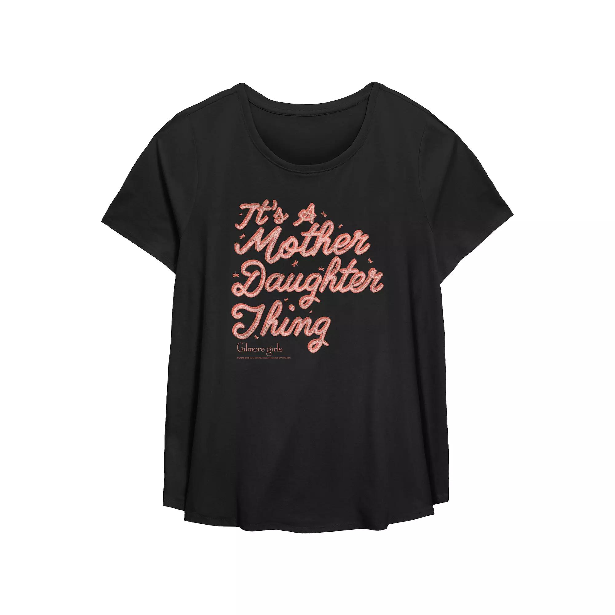 Plus Size Gilmore Girls It's A Mother Daughter Thing Scoop Hem Flowy Graphic Tee, Women's, Size: 5XL, Black Product Image