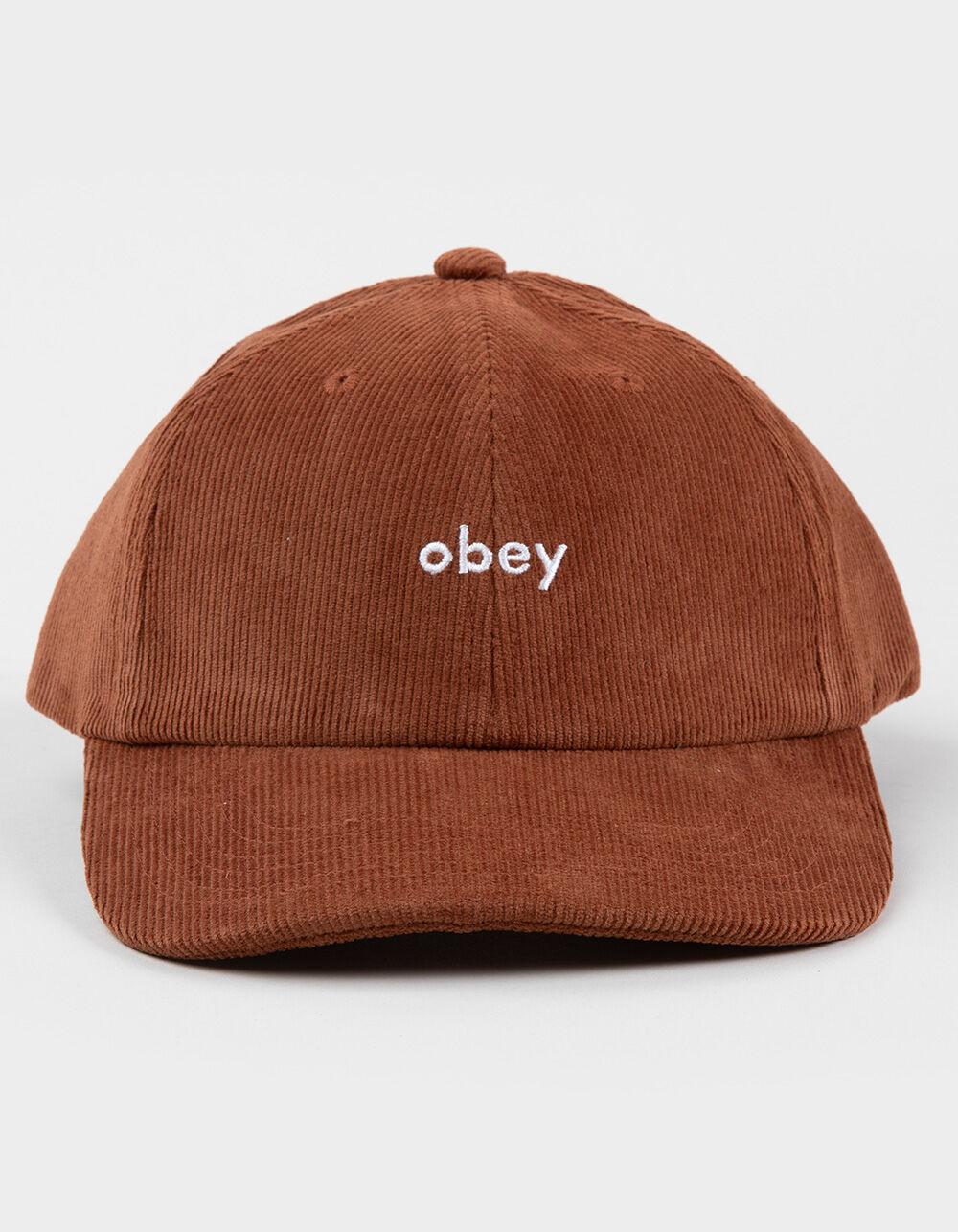 OBEY Lowercase 6 Panel Corduroy Strapback Hat - BROWN Product Image