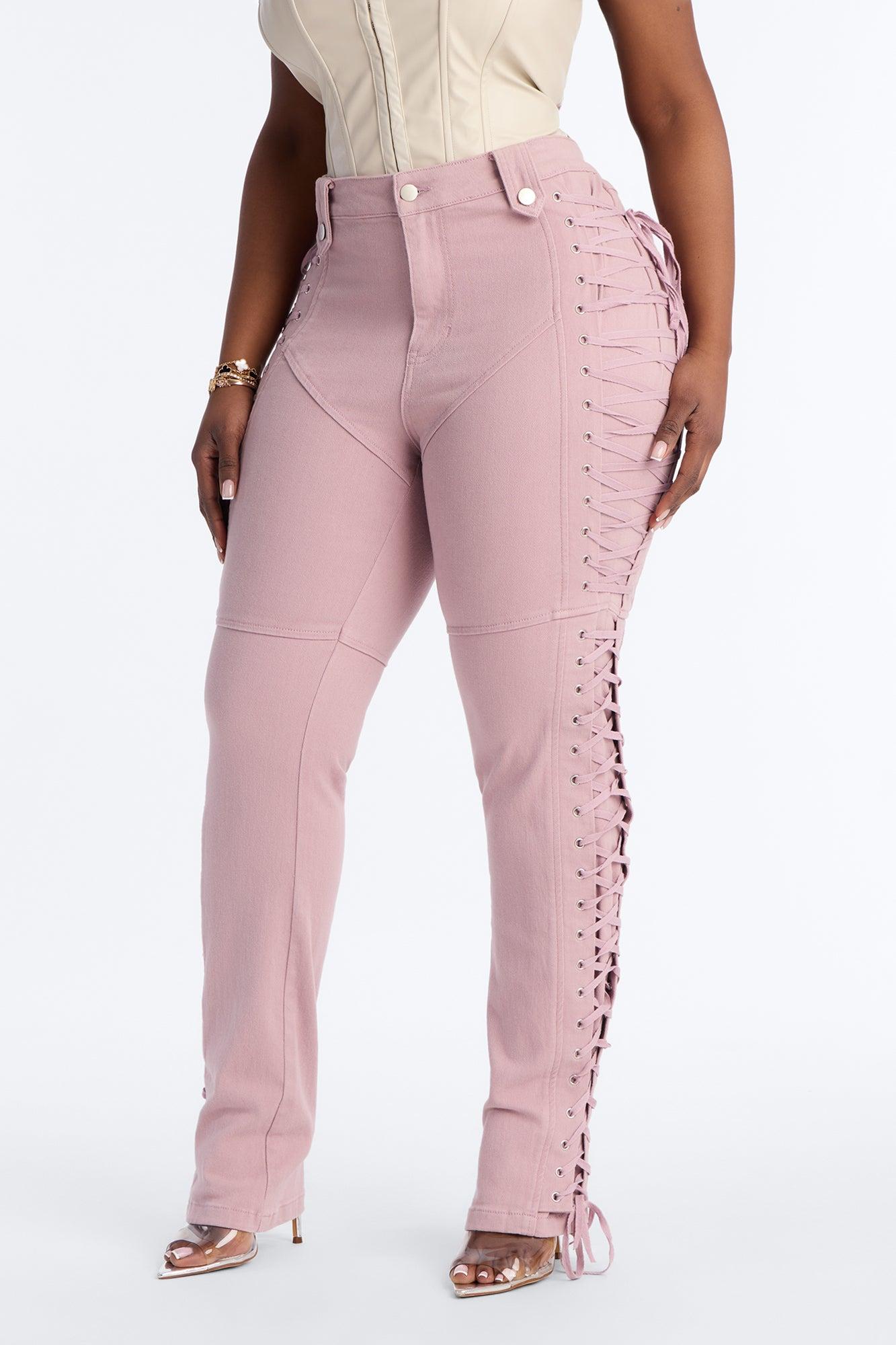 After Hours Lace Up Flare Pant - Blush Female Product Image