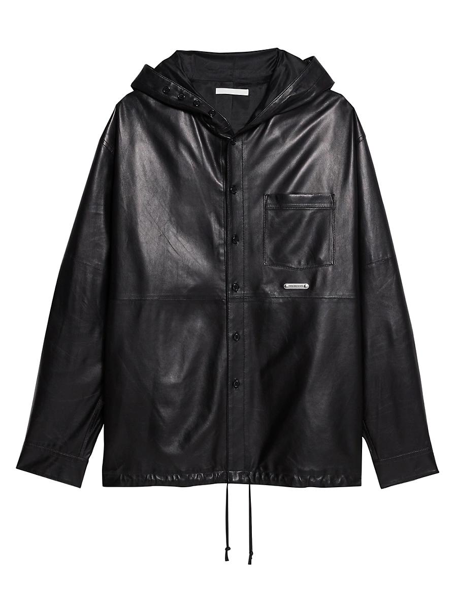 Mens Leather Hooded Shirt Product Image