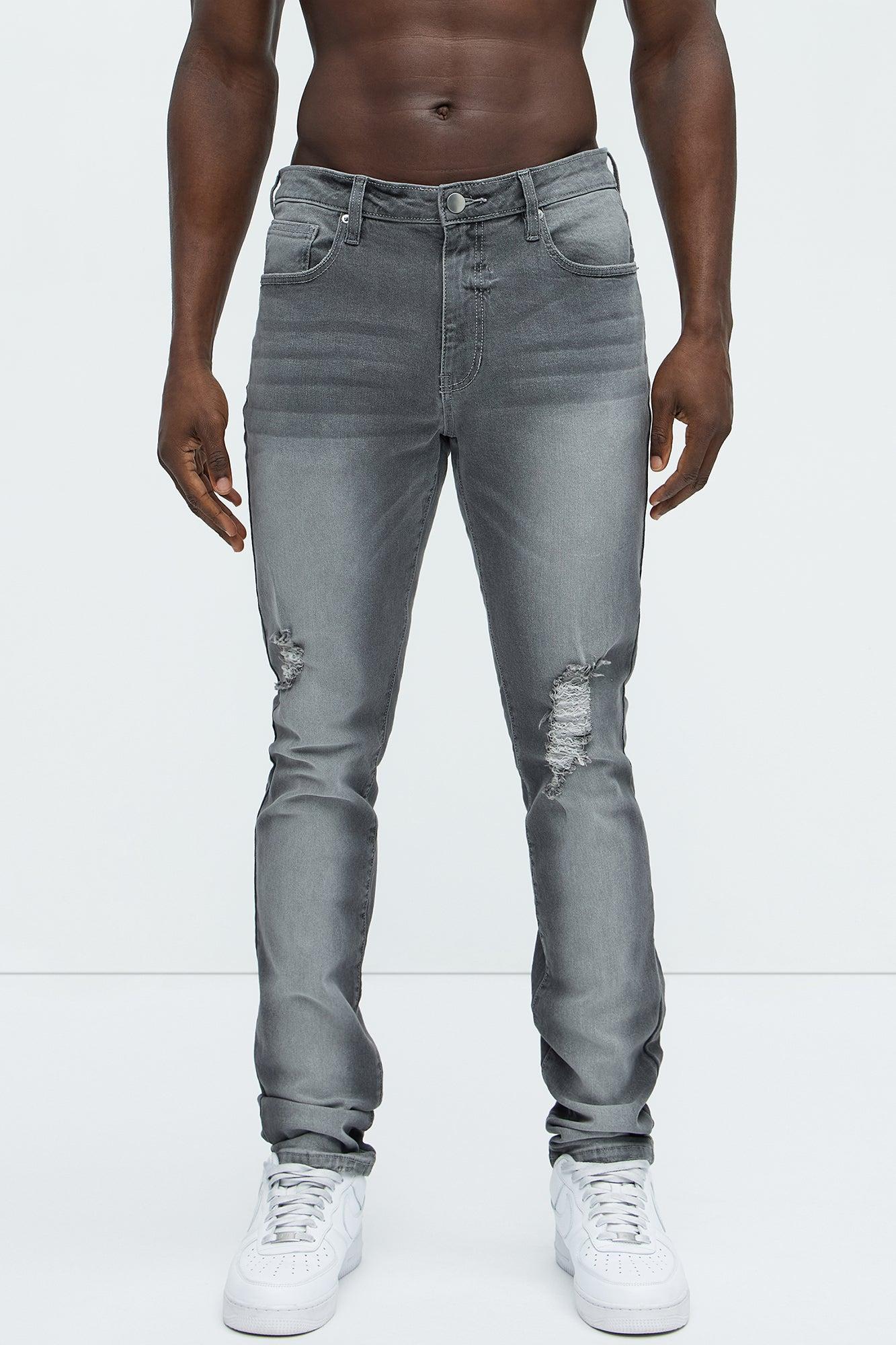 Take No L's Stacked Skinny Jeans - Grey Product Image