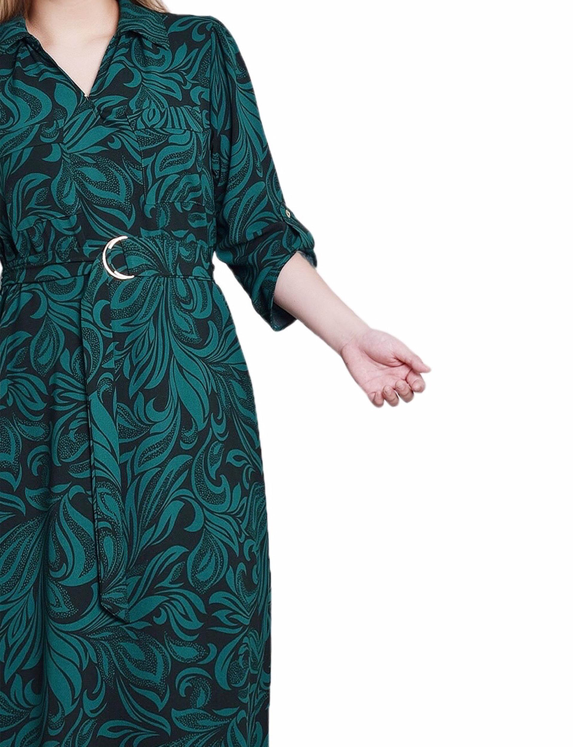 Emerald 3/4 Roll Tab Belted Dress Product Image