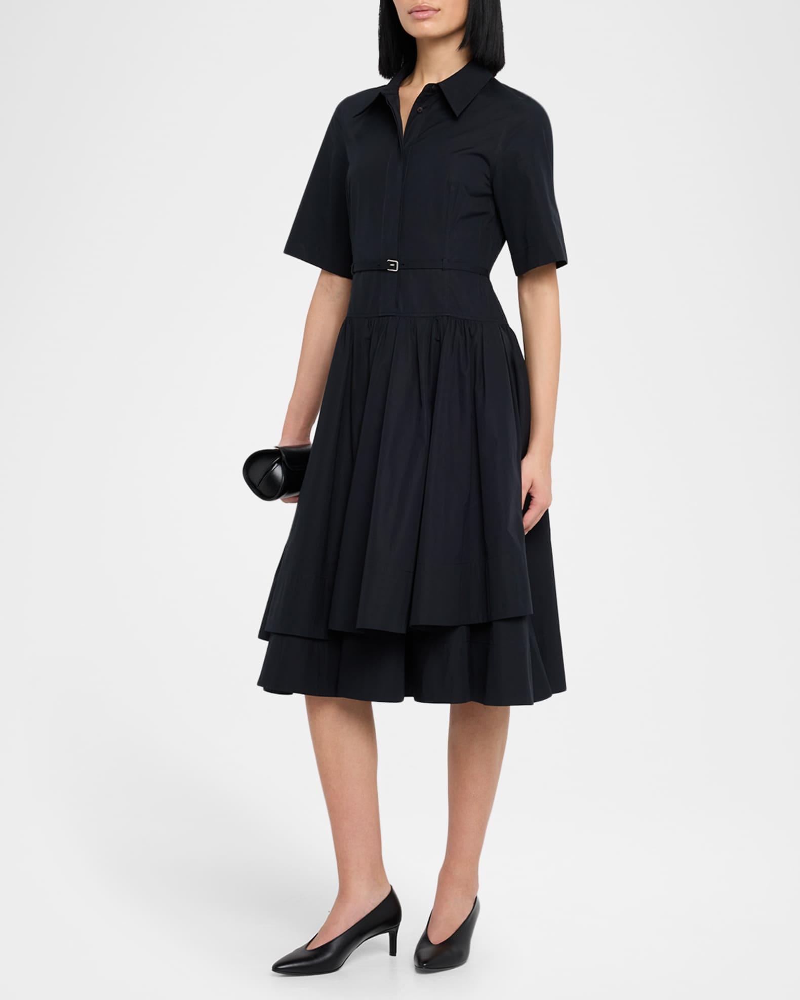 Short-Sleeve Belted A-line Dress Product Image