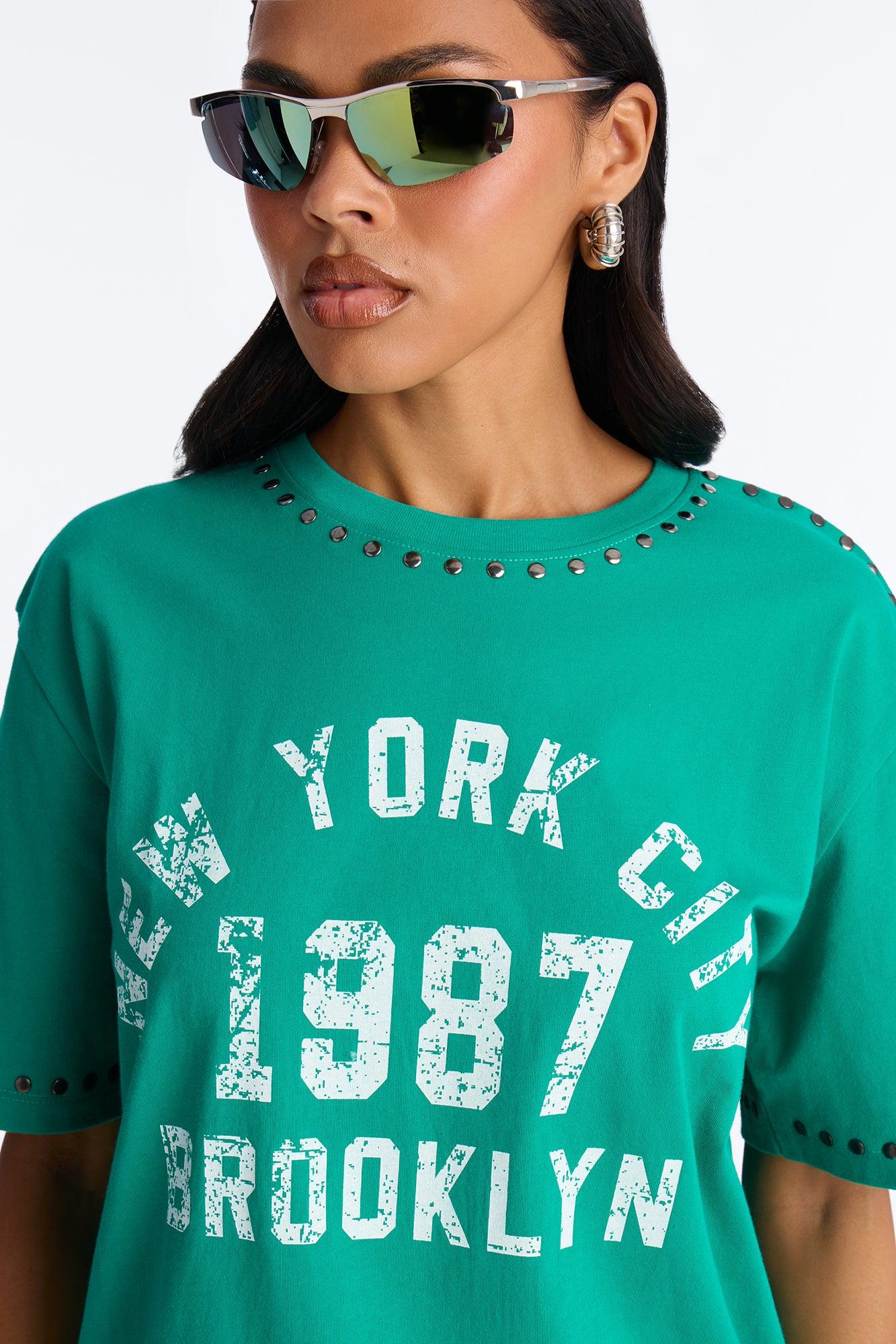 New York Studded Tee - Kelly Green Female Product Image