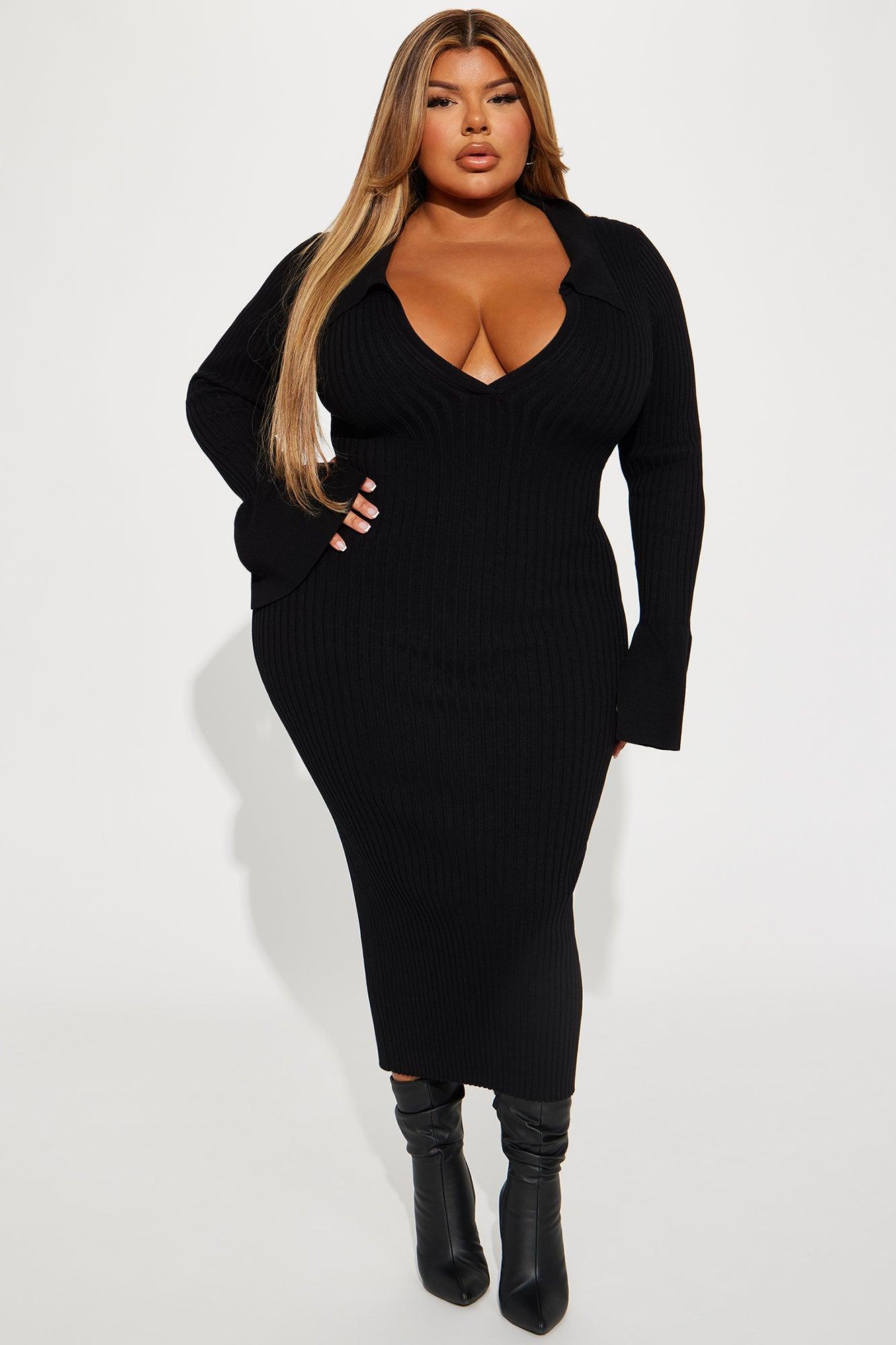 Fallon Sweater Midi Dress - Black Female Product Image