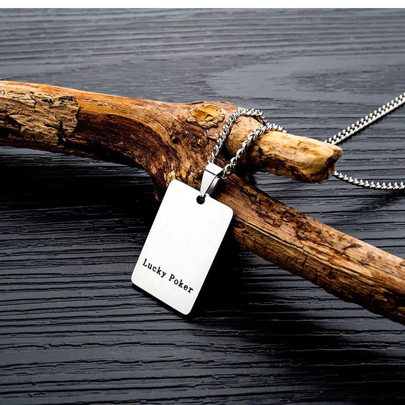 Stainless Steel Poker Card Pendant Necklace Product Image