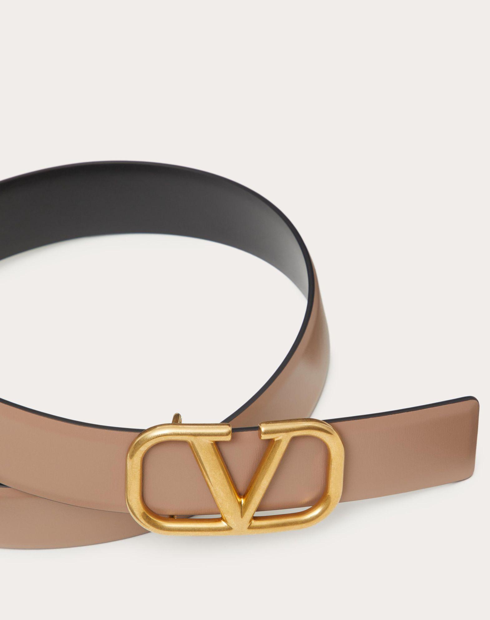 Reversible Vlogo Signature Belt In Glossy Calfskin 30 Mm Product Image