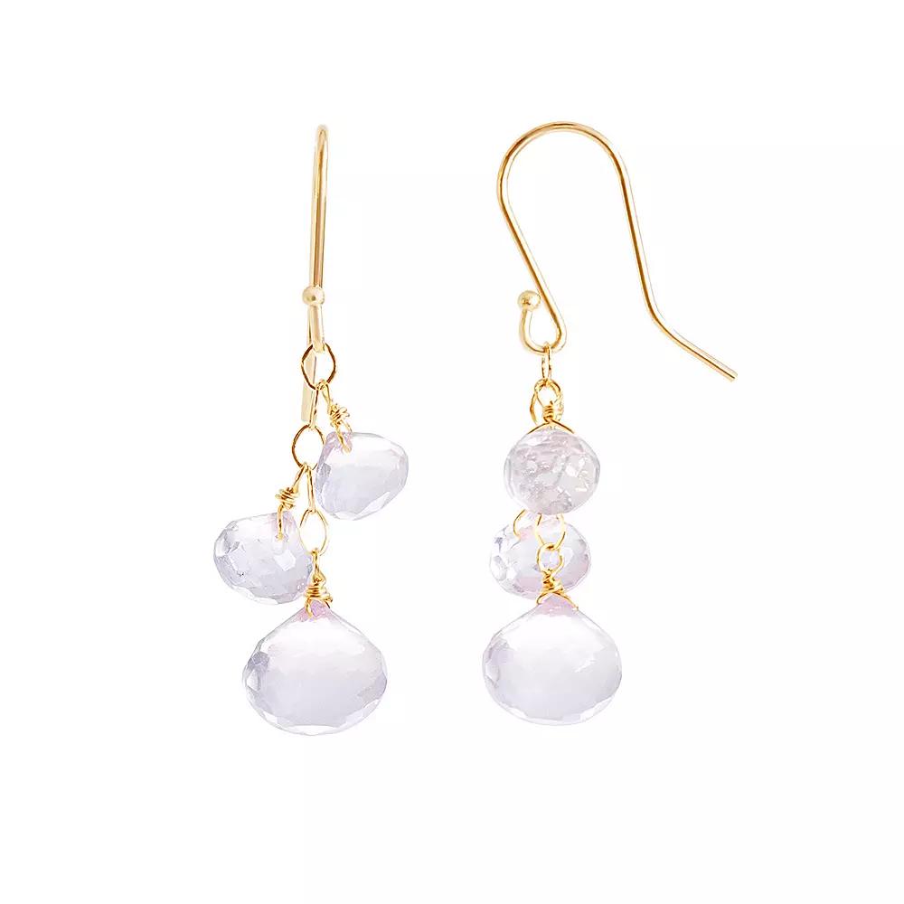 Jewelmak 14k Gold Rose Quartz Briolette Drop Earrings, Women's Product Image