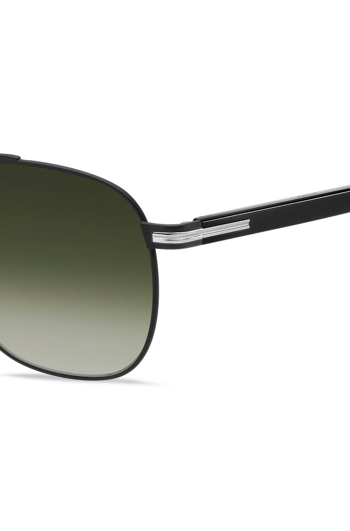 Double-bridge sunglasses in black steel Product Image