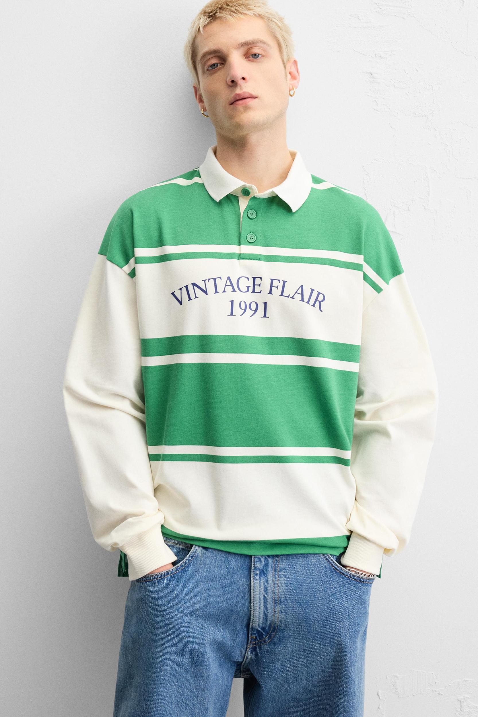 STRIPED TEXT POLO SHIRT Product Image