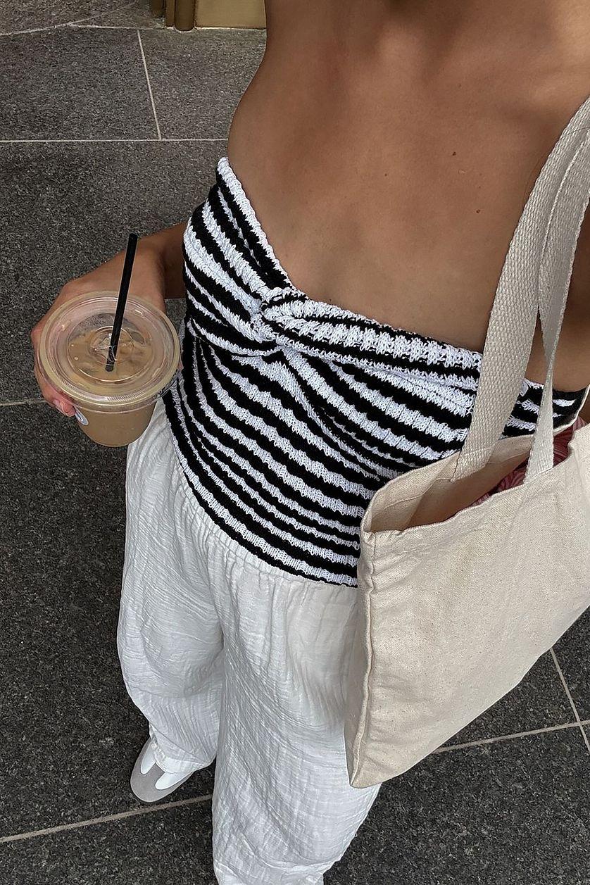 Striped Twist Detailed Tube Top Product Image