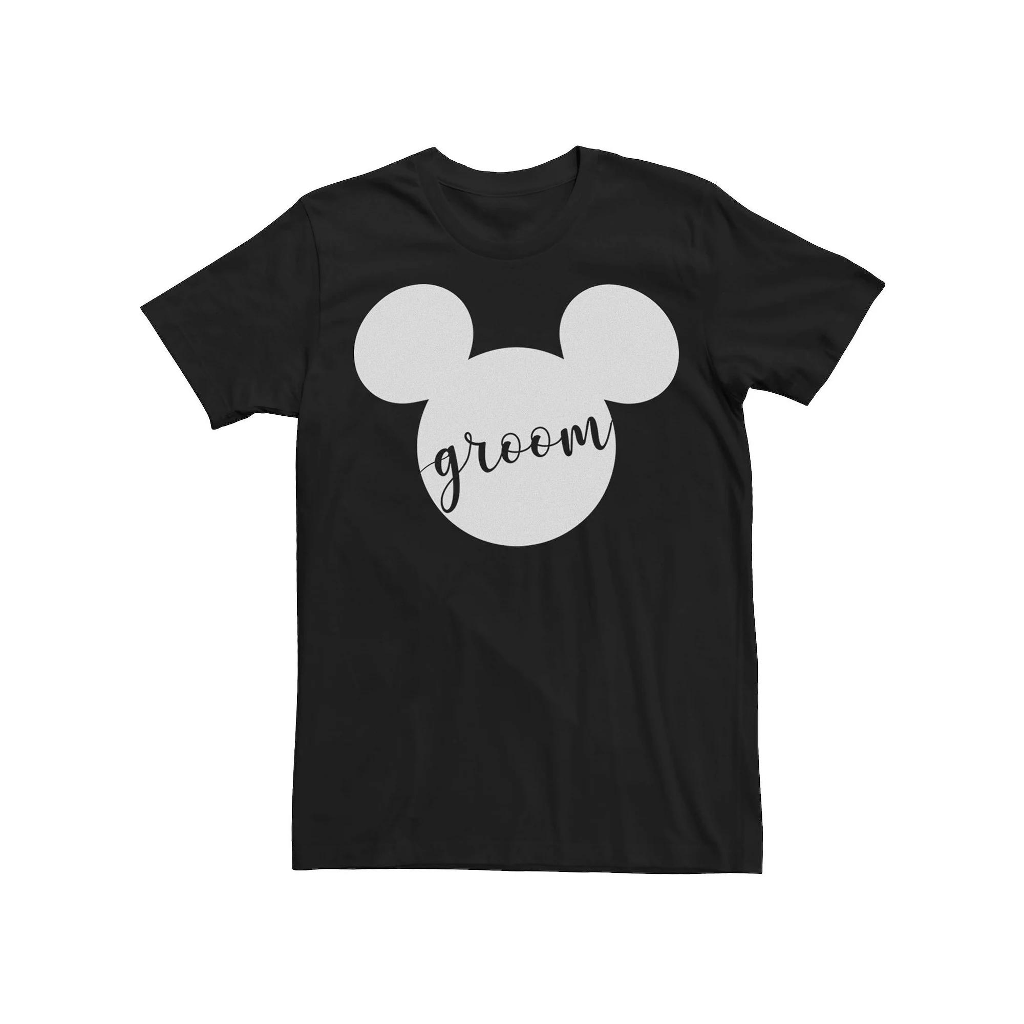 Disney's Mickey Mouse Men's Head Silhouette Groom Cursive Text Tee,  Product Image