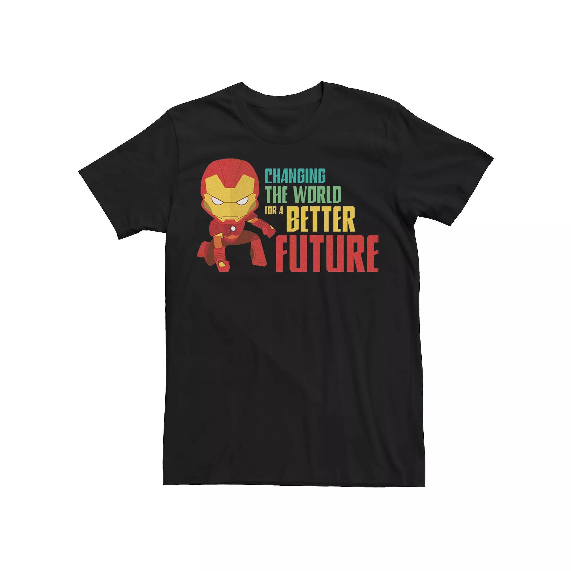 Men's Marvel Earth Day Iron Man Changing The World Tee, Size: Large, Black Product Image