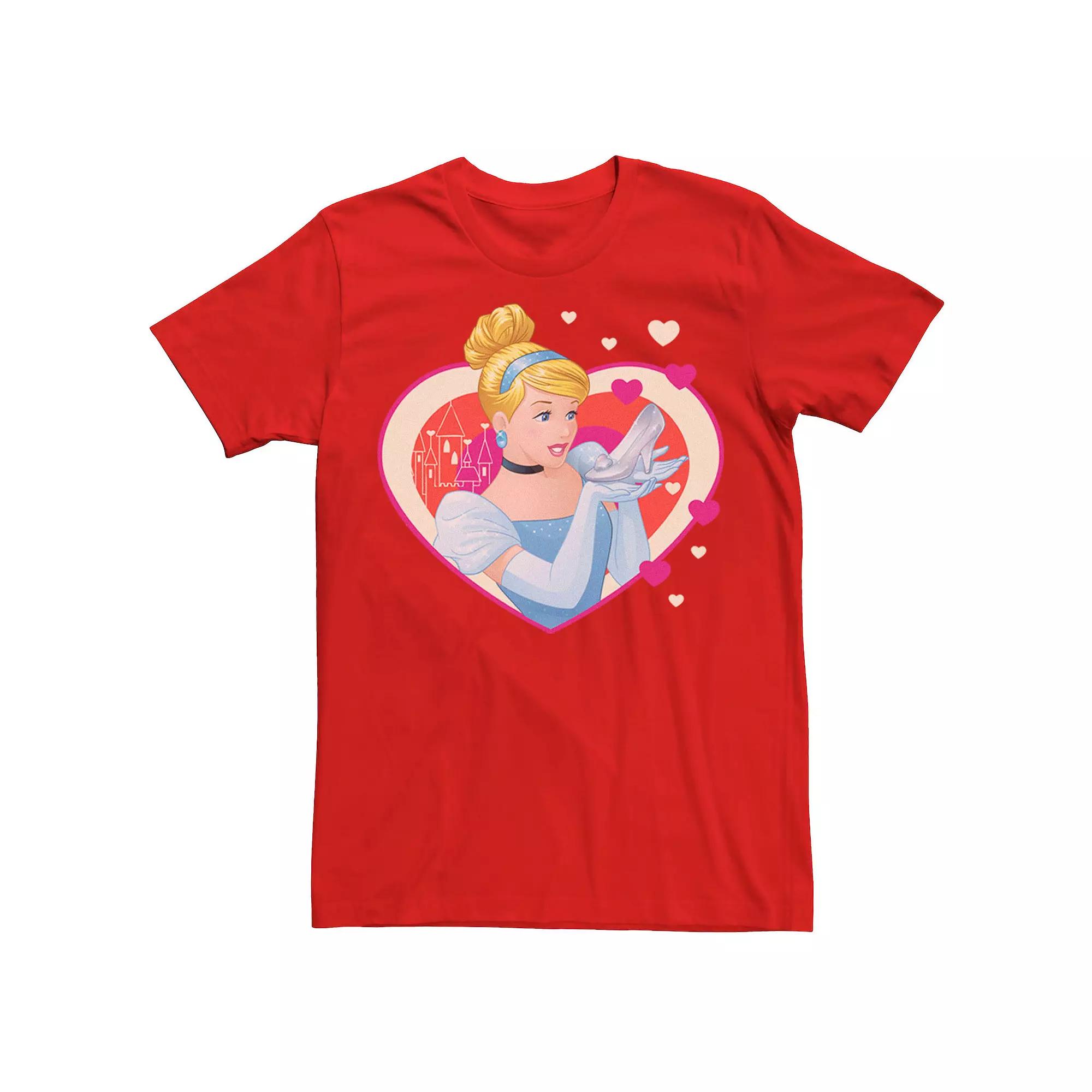 Disney's Cinderella Valentine's Sparkle Hearts Men's Tee,  Product Image