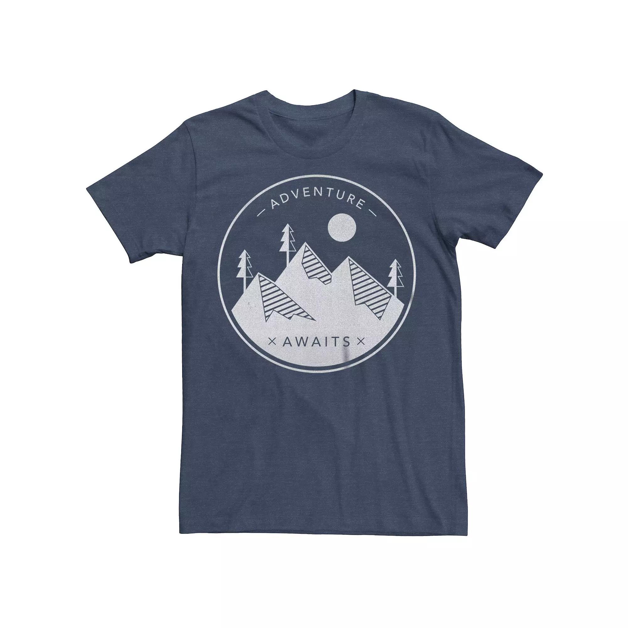 Men's Adventure Awaits Graphic Tee, Size: Medium, Navy Grey Product Image