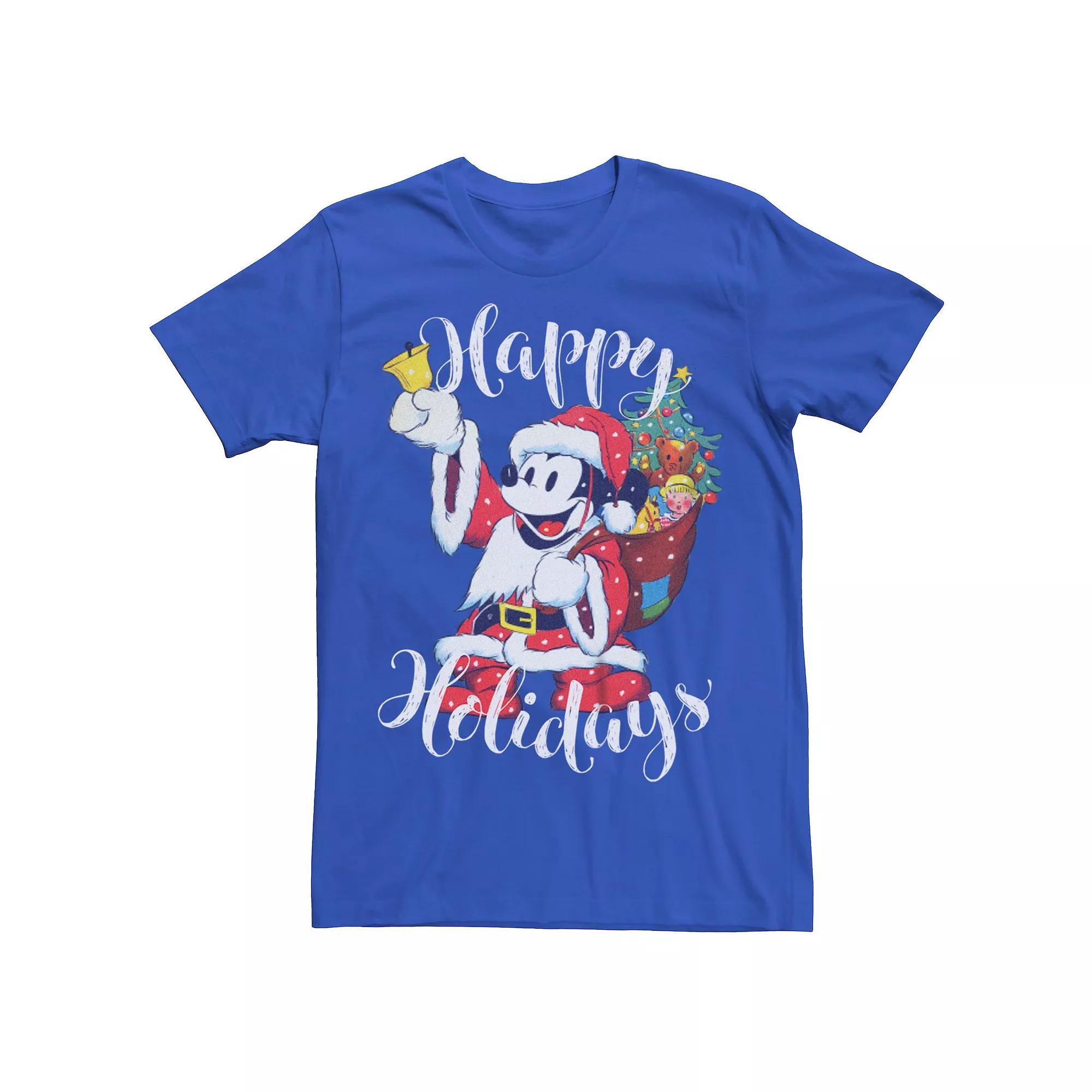 Disney's Mickey Mouse Men's Santa Claus Happy Holidays Tee, Size: XS, Royal Product Image