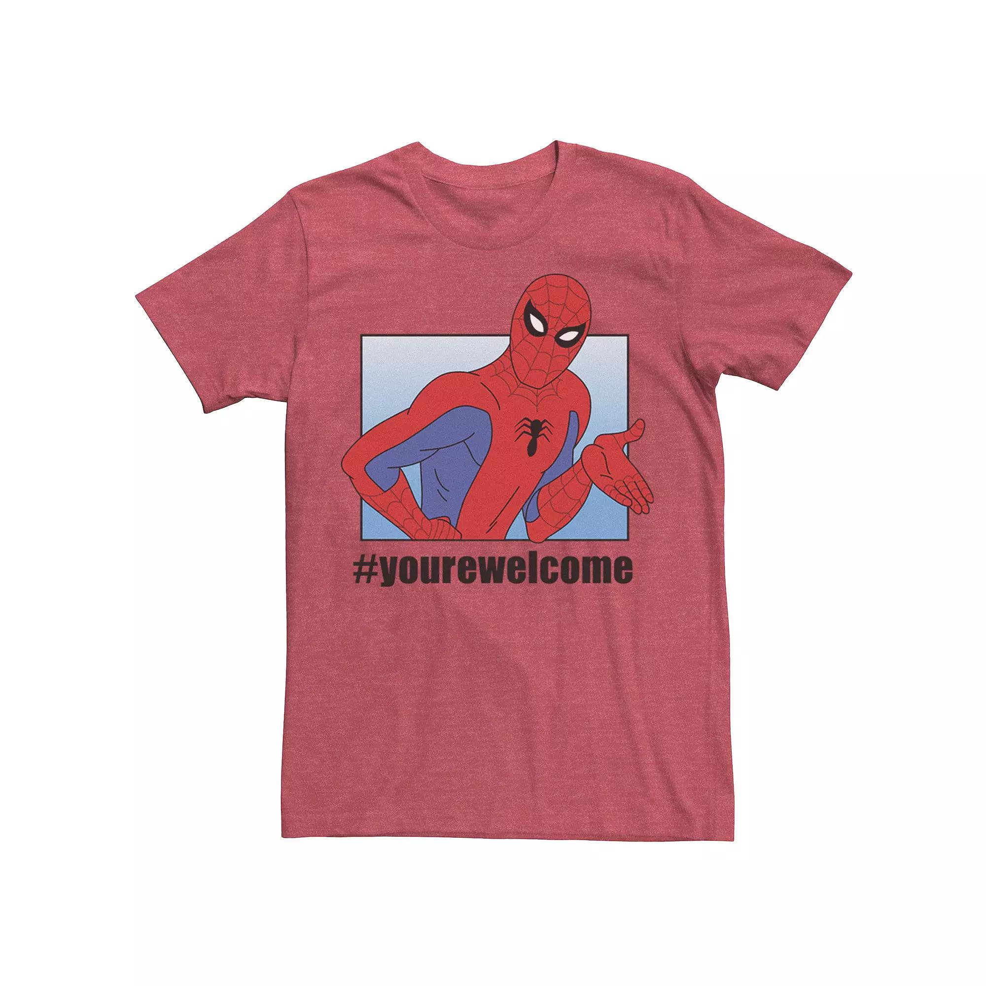 Men's Marvel Spider-Man #yourwelcome Vintage Panel Poster Graphic Tee,  Product Image