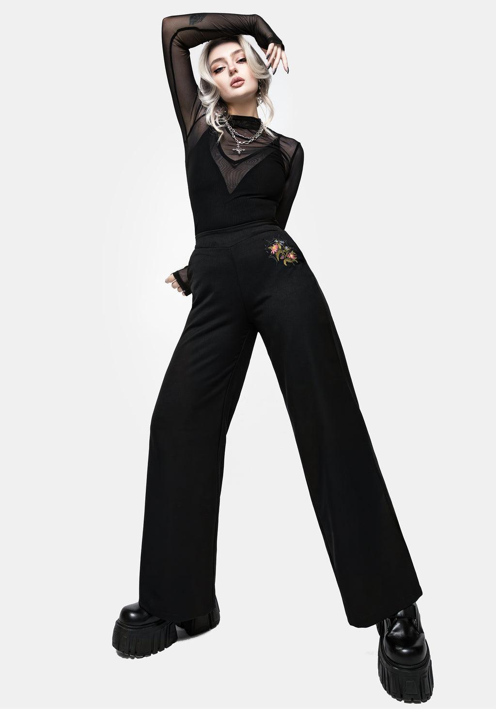 Cleome Floral Spiderweb Embroidered Trousers Product Image