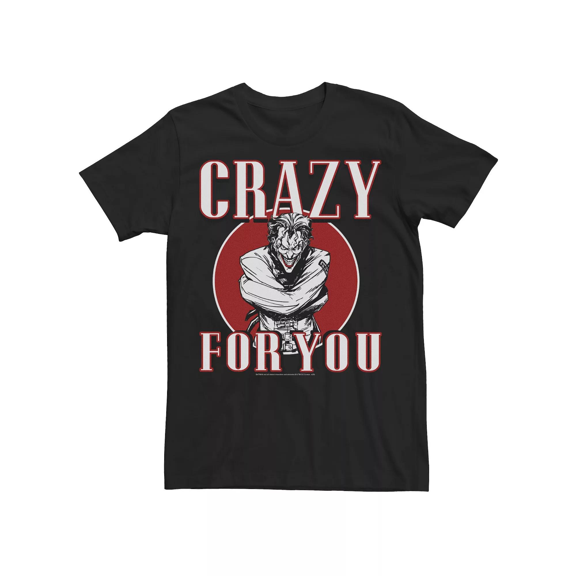 Big & Tall DC Comics Batman Joker "Crazy For You" Love Tee, Men's, Size: 3XLT, Black Product Image