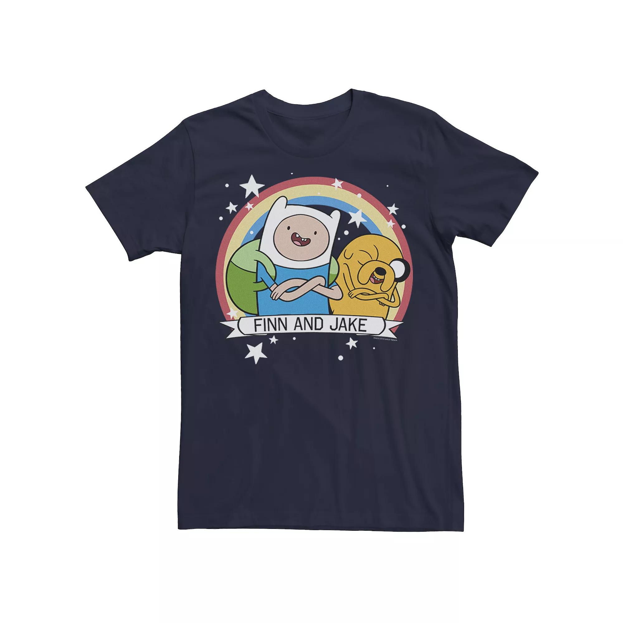 Men's CN Adventure Time Finn & Jake Rainbow Banner Tee,  Product Image