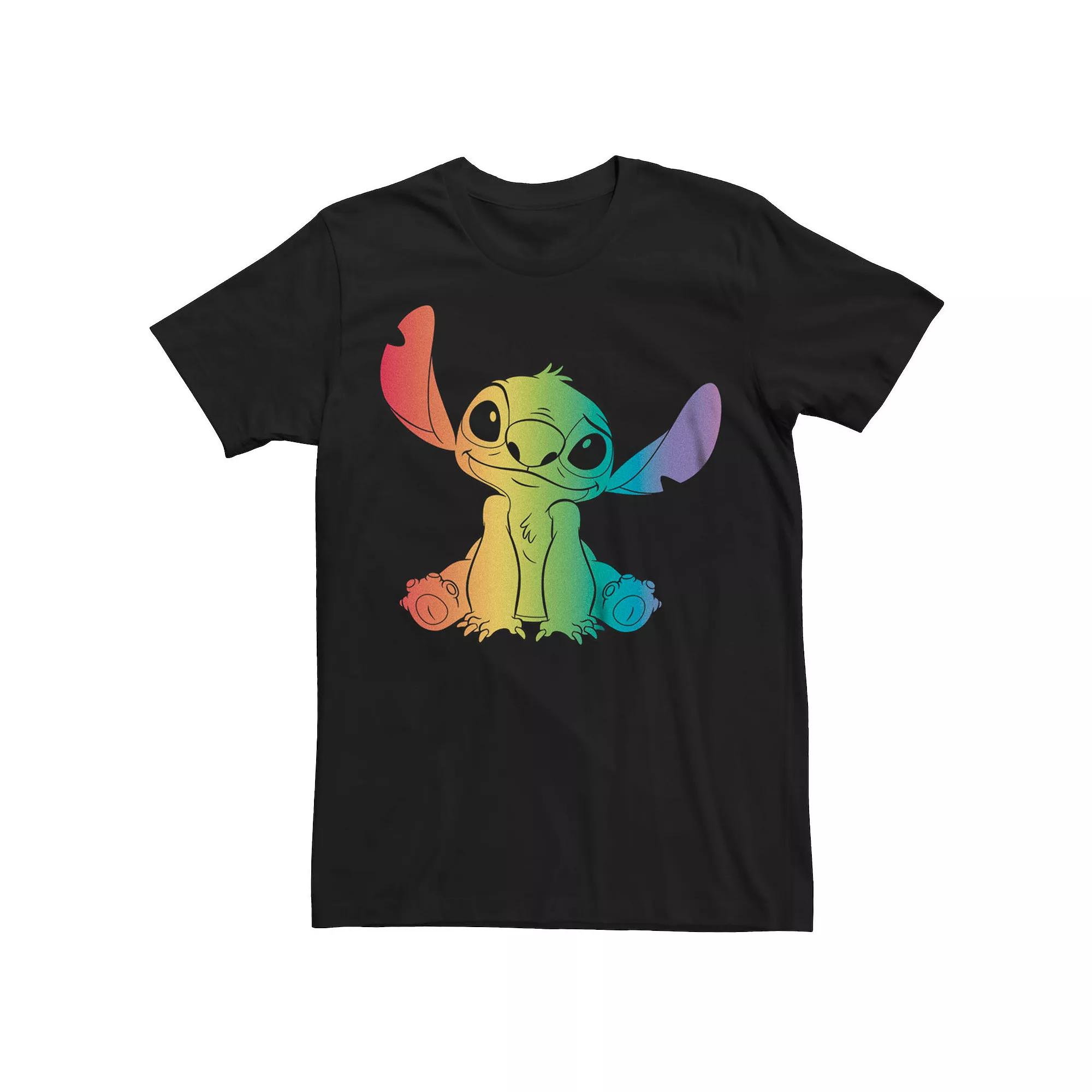 Disney's Lilo & Stitch Men's Rainbow Filled Silhouette Graphic Tee, Size: Large, Black Product Image