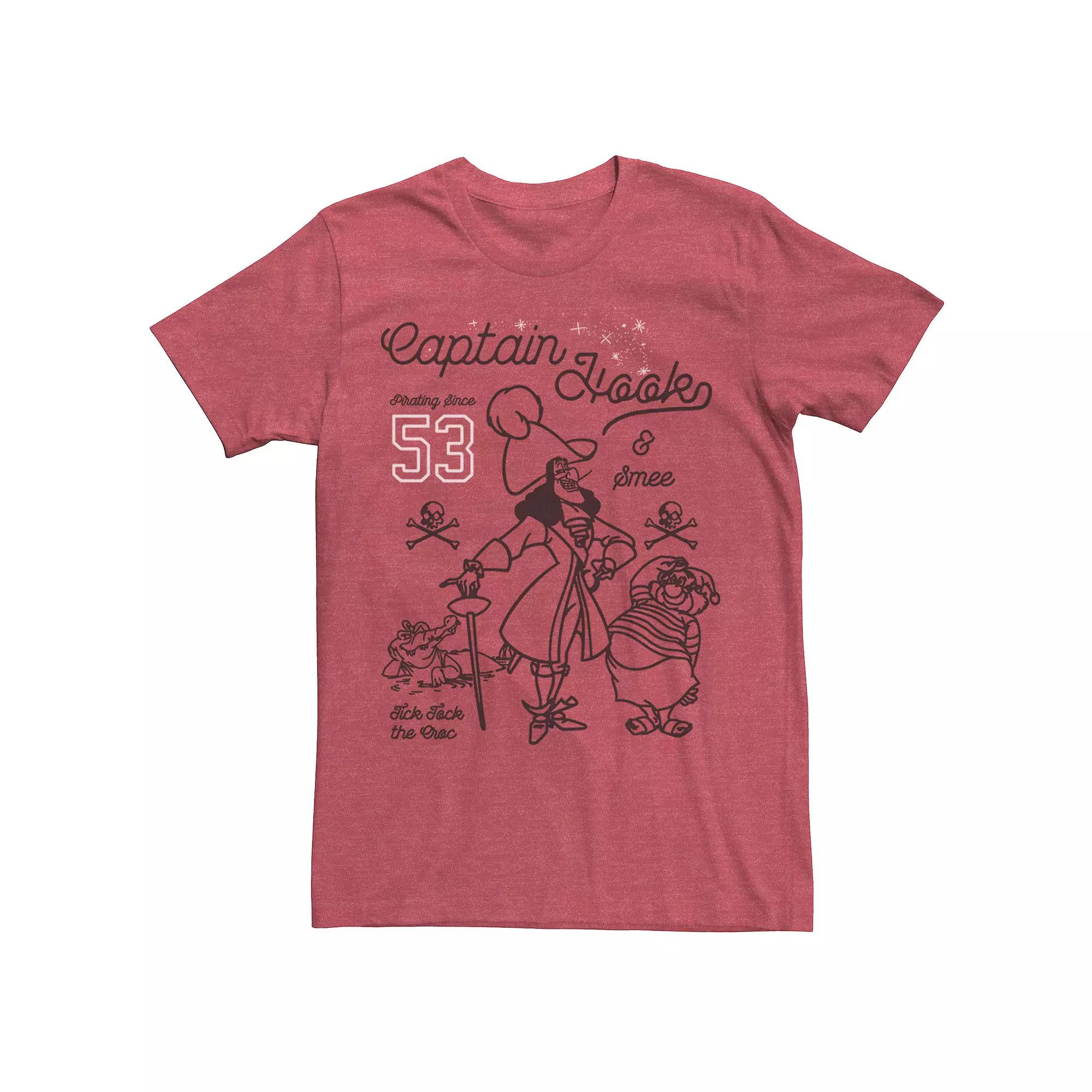 Disney's Peter Pan Captain Hook And Mr. Smee Outline Sketch Men's Tee,  Product Image