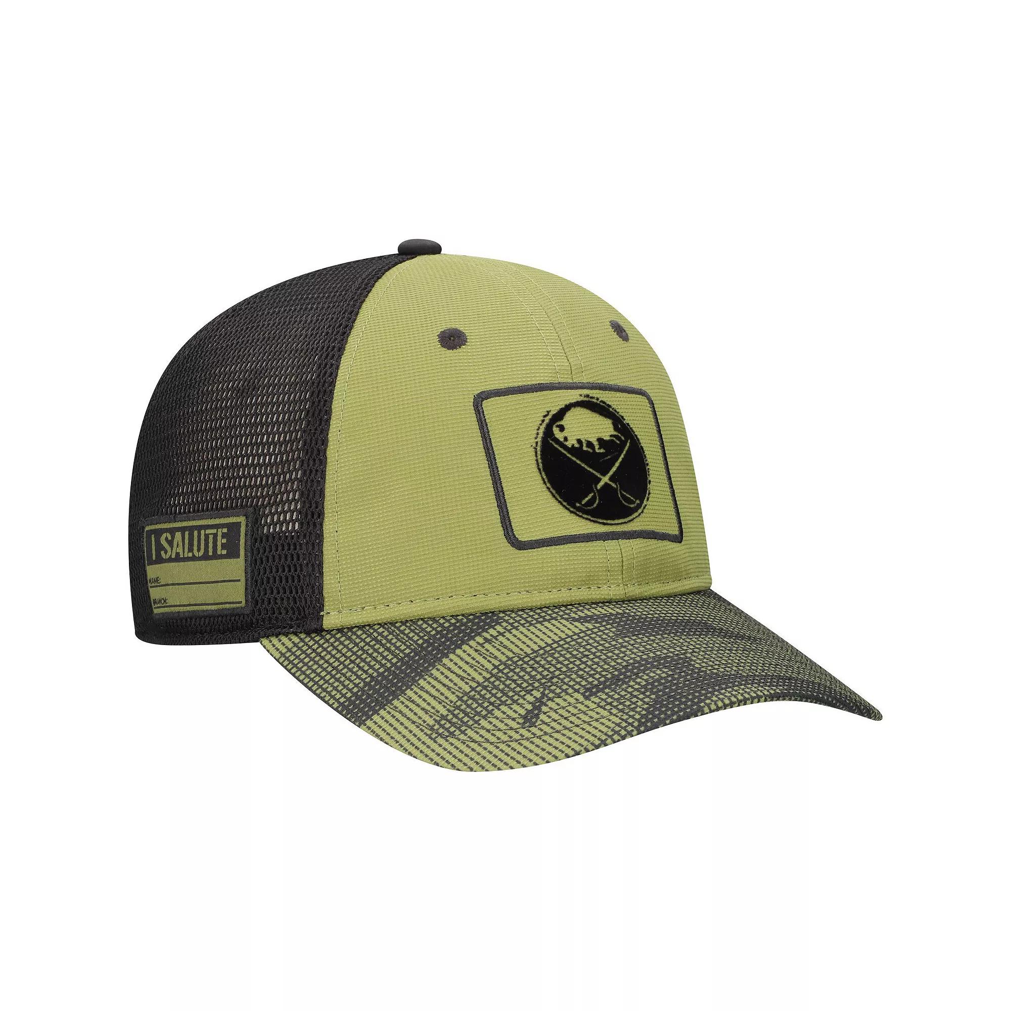 Men's Fanatics  Olive Buffalo Sabres Military Appreciation Trucker Adjustable Hat, Team Product Image