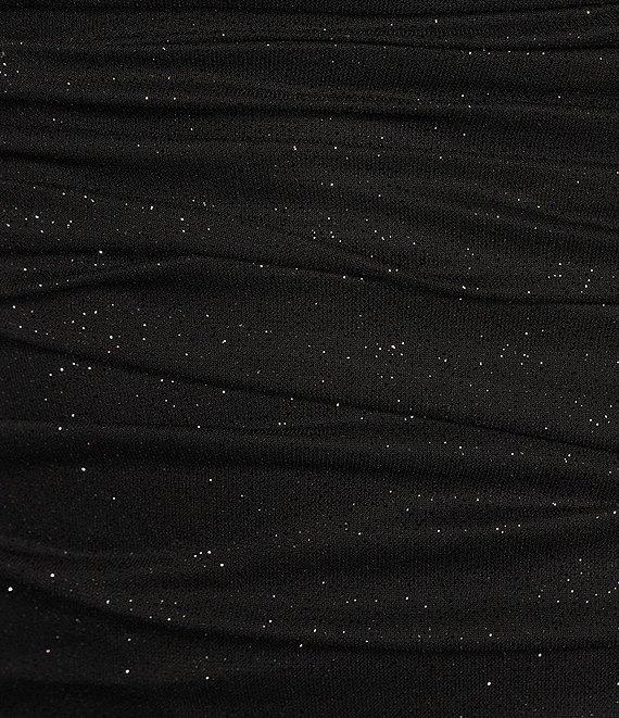 Jump Glitter Square Neck Ruched Long Sleeves With Ties At Hemline Dress Product Image