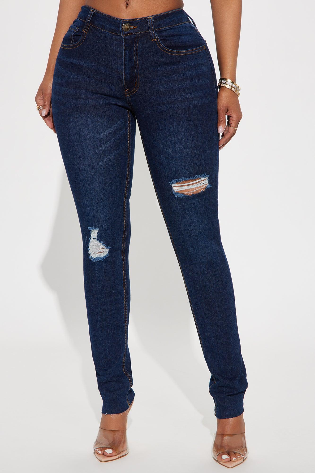 Hollywood Nights Ripped Mid Rise Skinny Jeans - Dark Wash Product Image