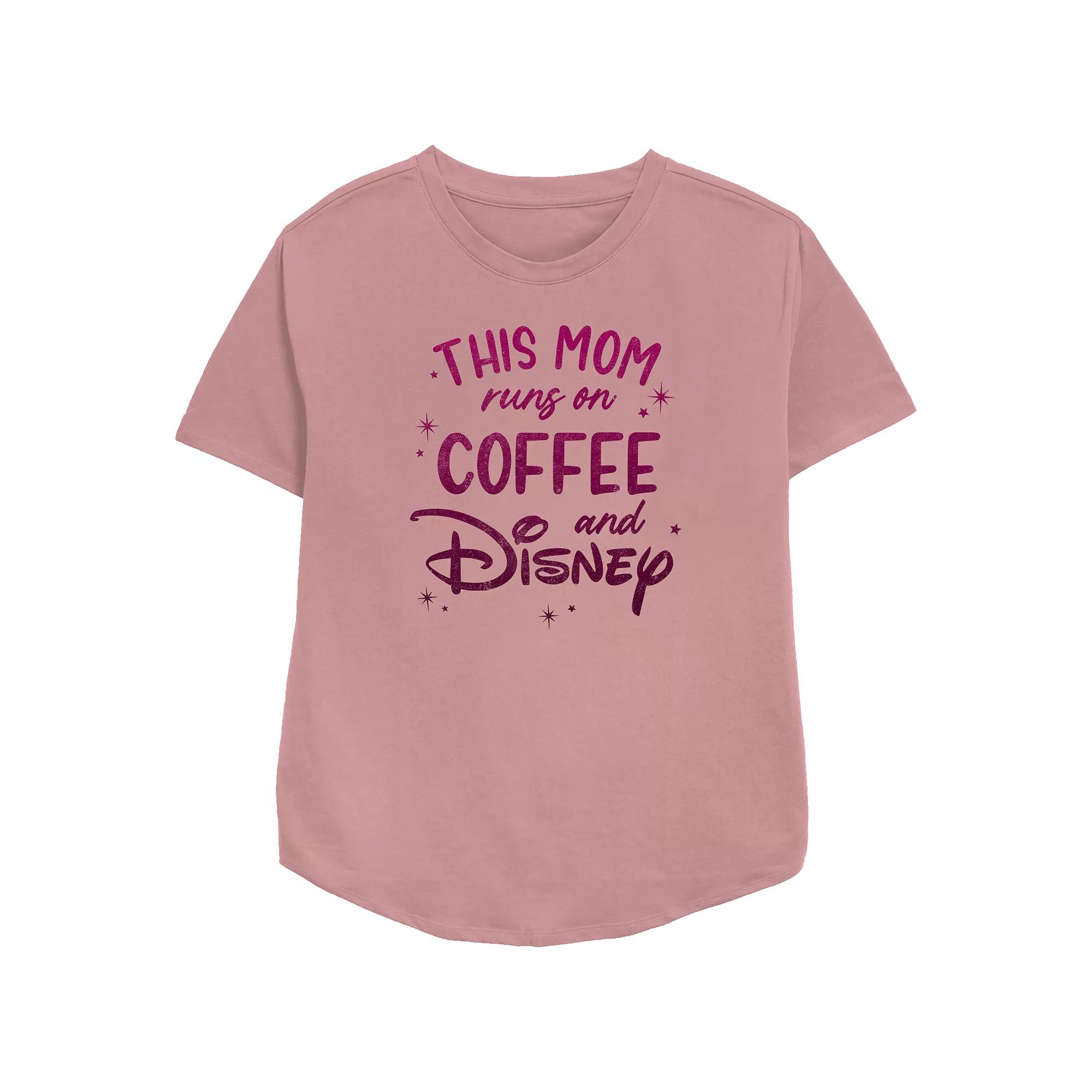 Disney This Mom Runs On Coffee And Disney Women's Relaxed Fit Graphic Tee,  Product Image