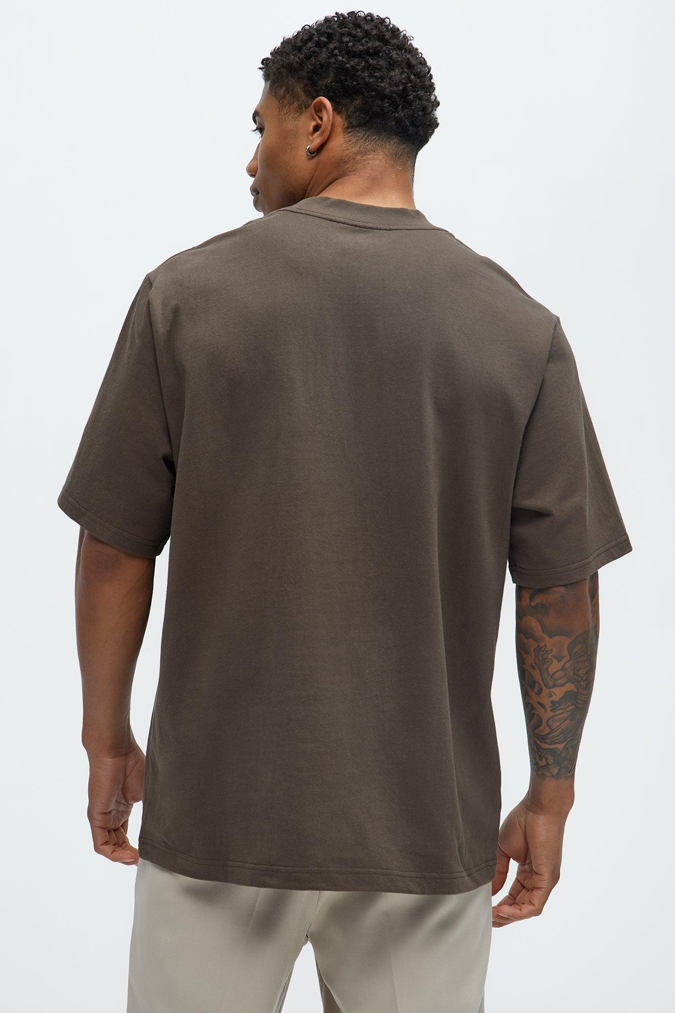 Oversized Heavyweight Short Sleeve Tee - Brown Product Image