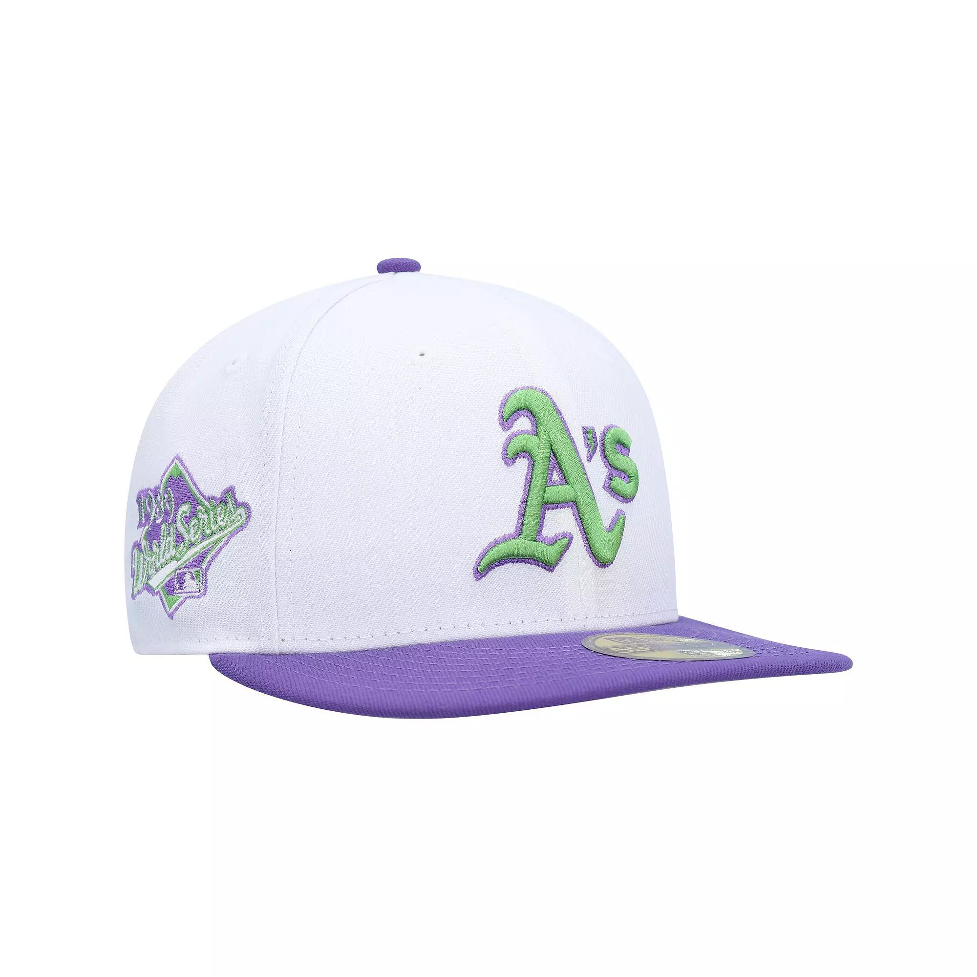 Men's New Era White Oakland Athletics 1989 World Series Side Patch 59FIFTY Fitted Hat, Size: 7 3/8 Product Image