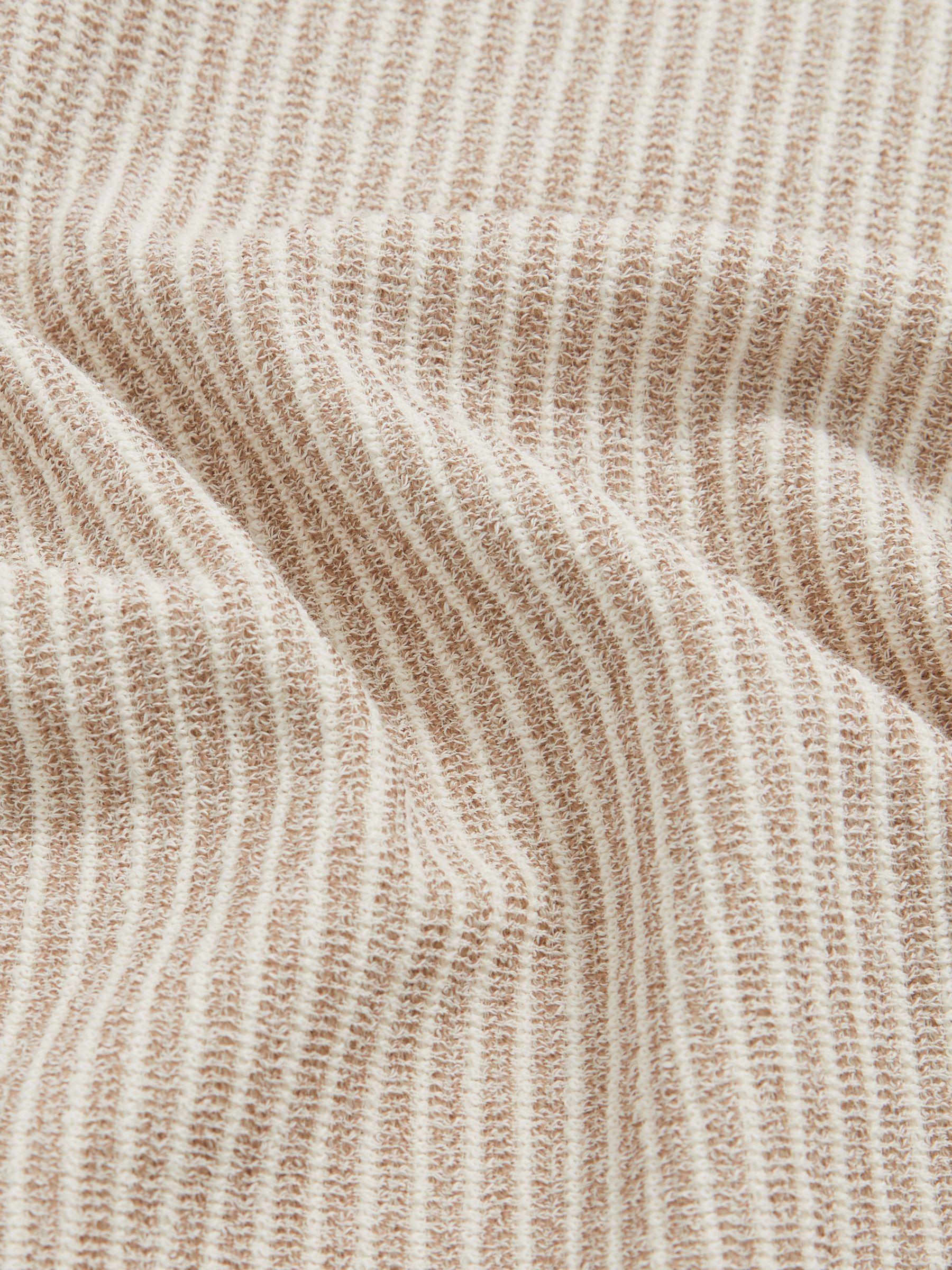 Cotton-Blend Stripe Polo Shirt in Ecru/Taupe Brown Product Image