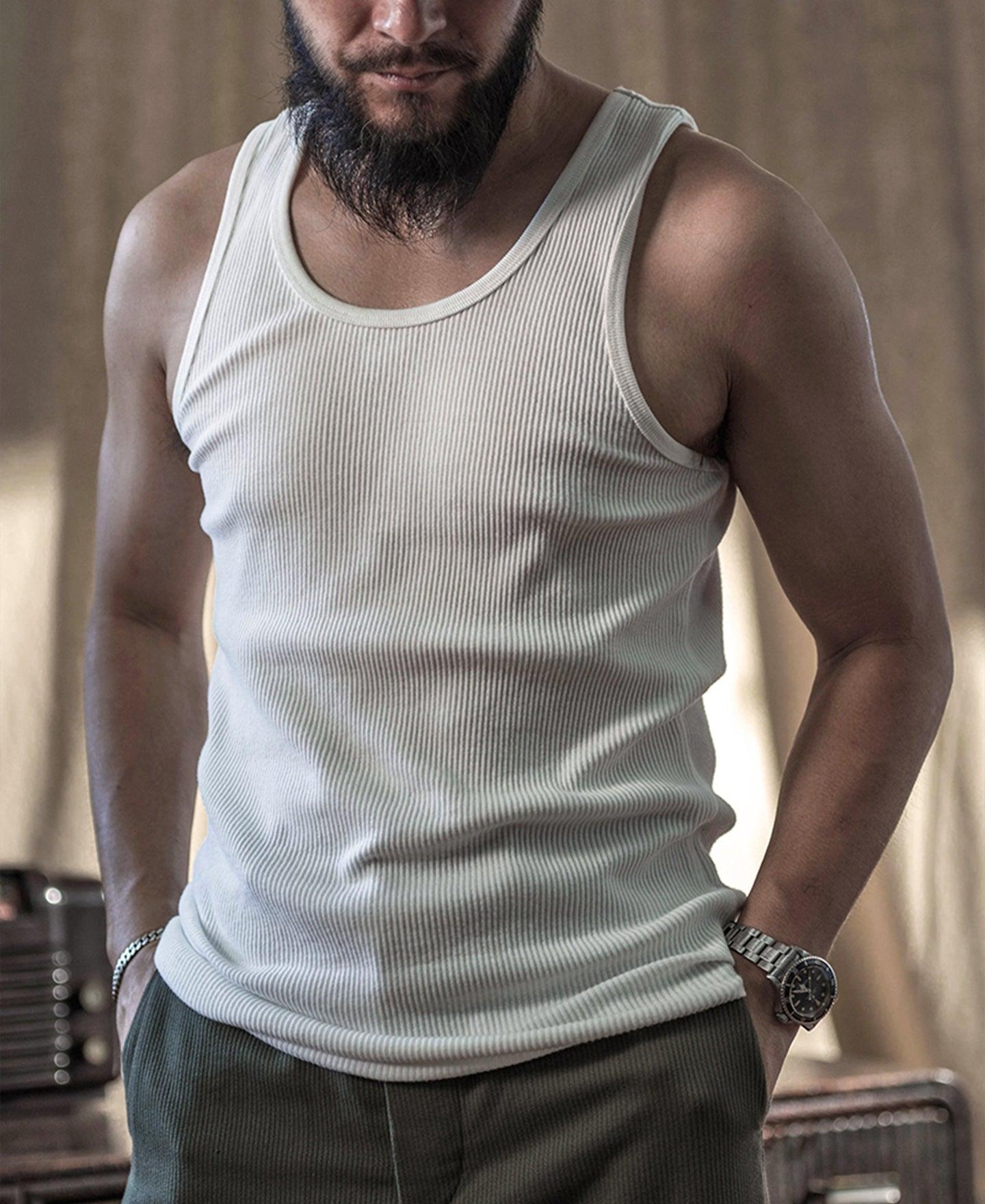 10.5 oz Cotton Tank Top - White Product Image