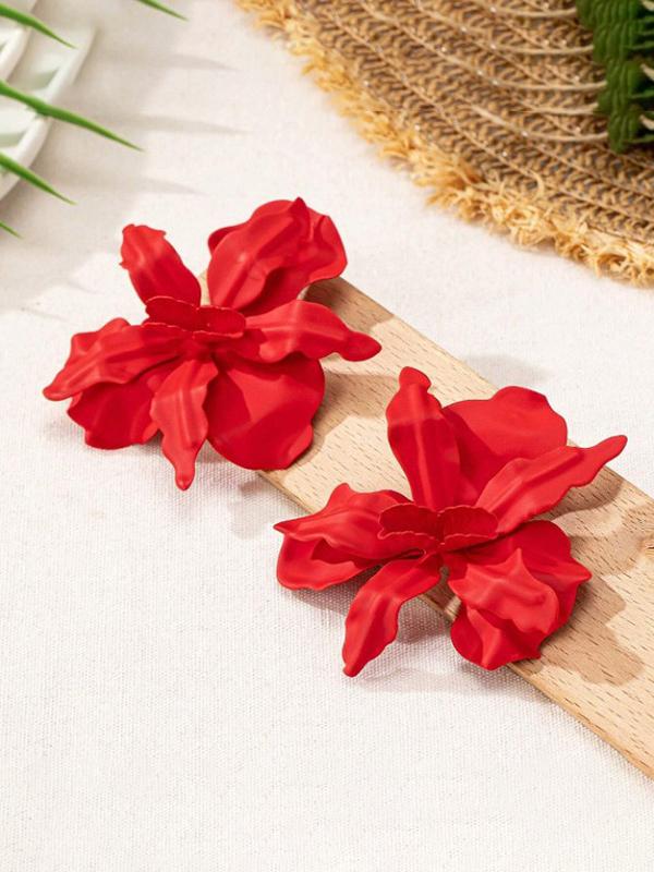 Flower Shape Solid Color Earrings Accessories Product Image