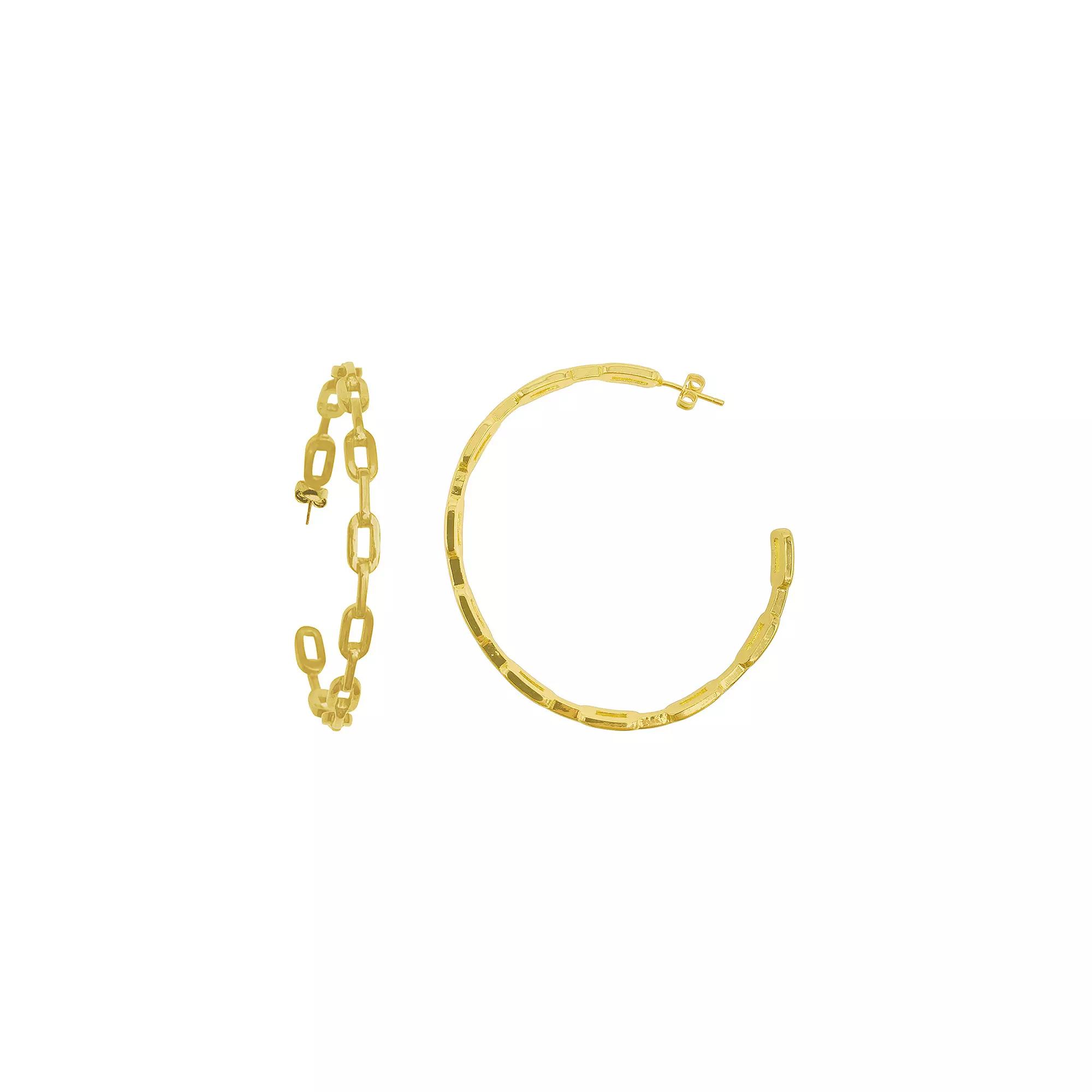Adornia 14k Gold Plated Link Hoop Earrings, Women's, Gold Tone Product Image