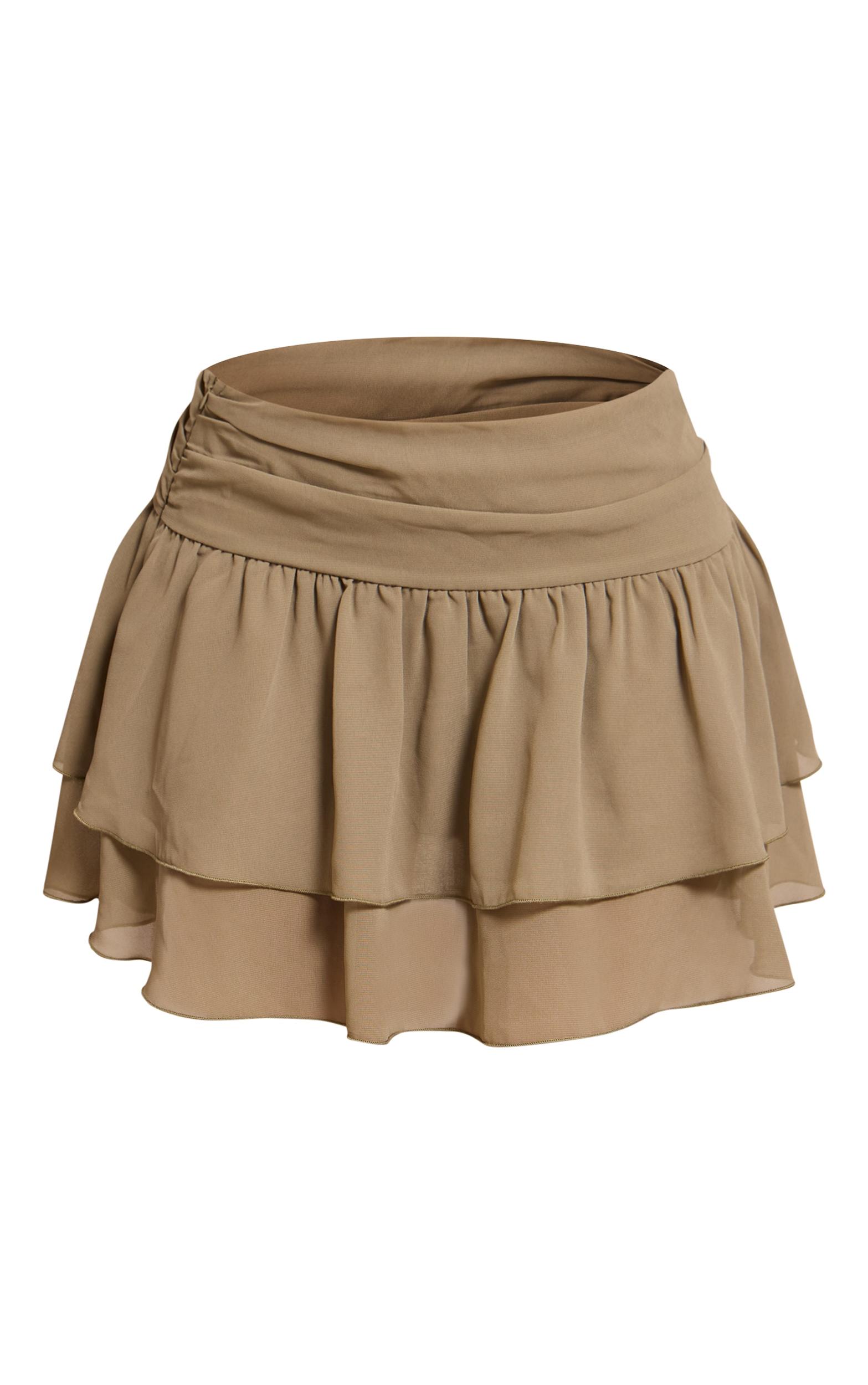 Petite Khaki Ruched Mini Skirt Product Image