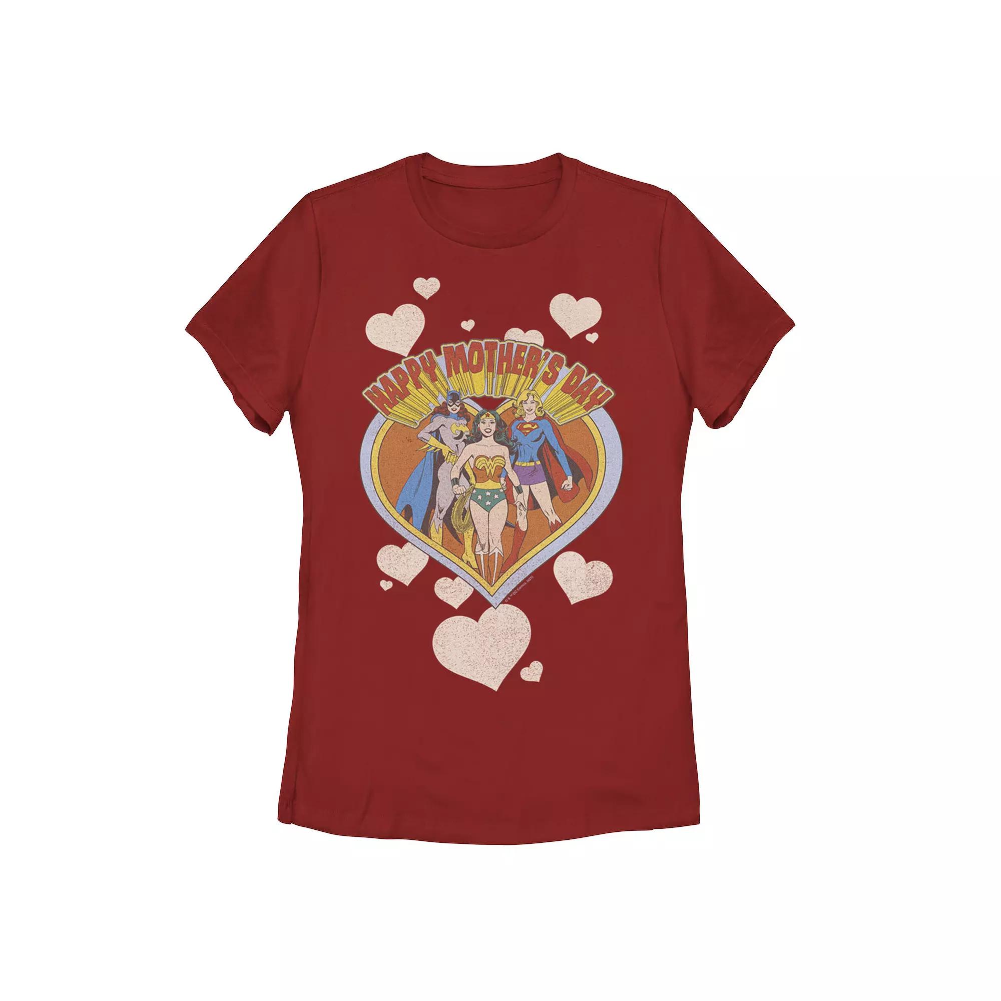 Juniors' Justice League Wonder Woman Mother's Day Heart Graphic Tee, Women's,  Product Image