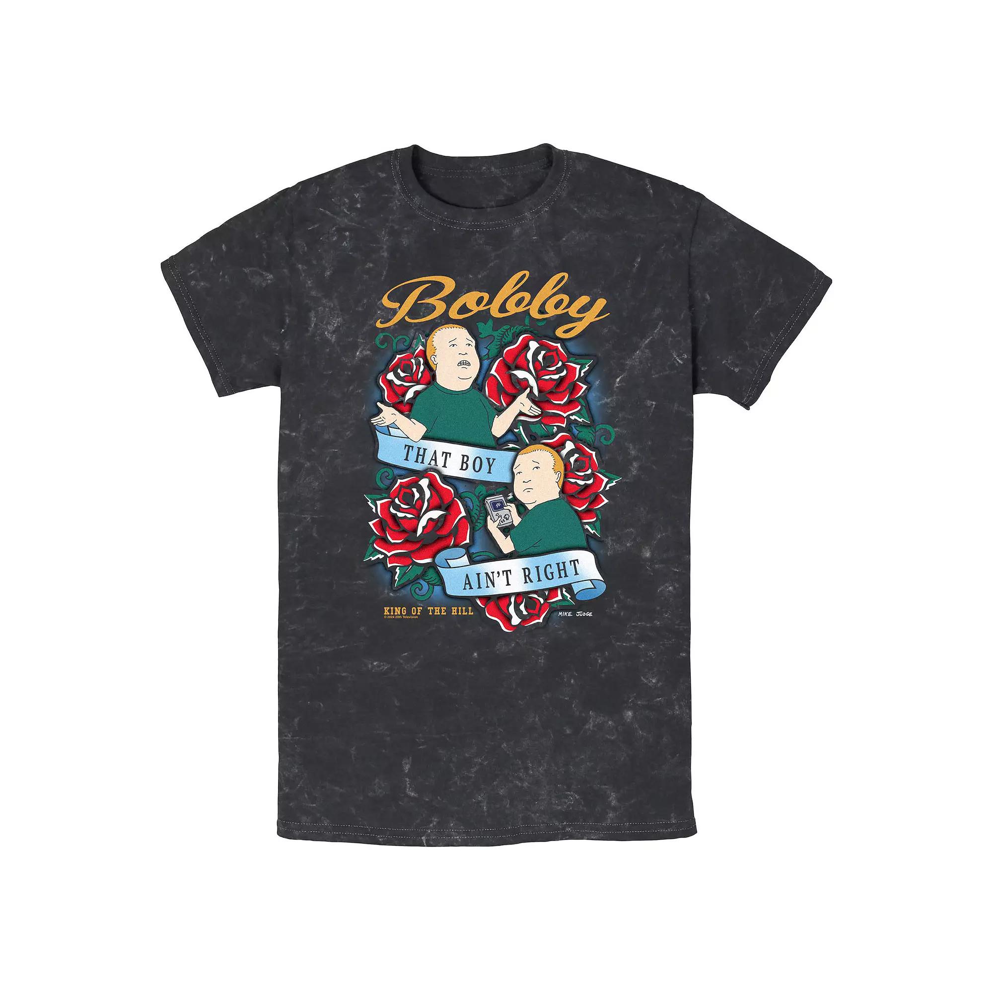 Men's King Of The Hill Bobby Floral Tattoo Mineral Wash Graphic Tee,  Product Image