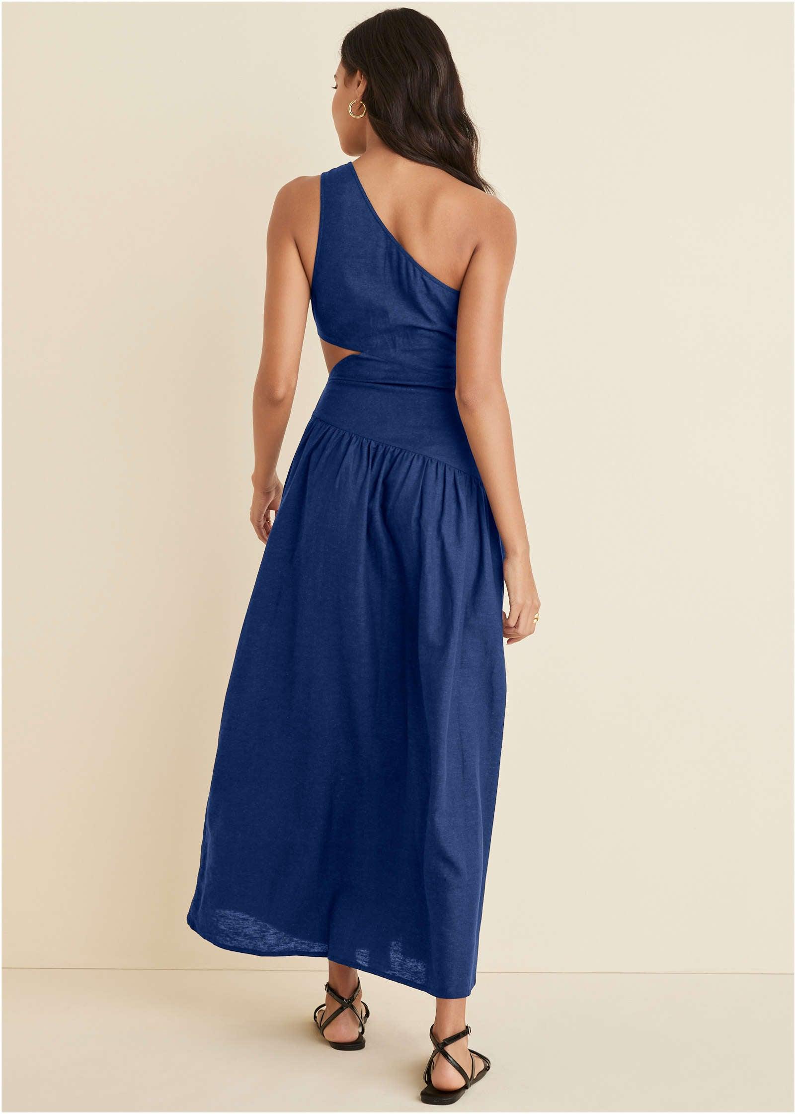 Linen Cutout Maxi Dress - Sodalite Blue Product Image