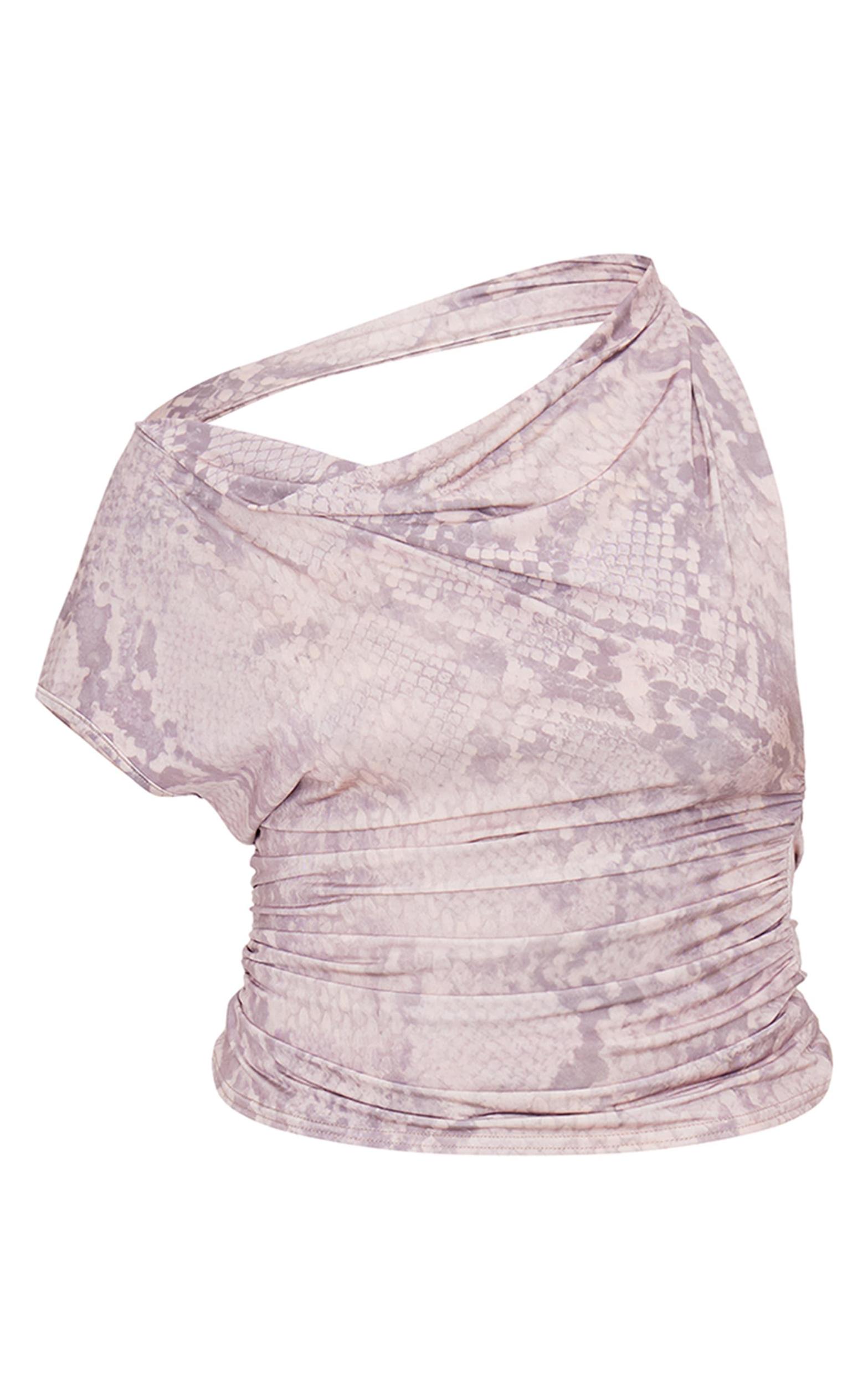 Brown Snake Print Slinky Backless Asymmetric Long Top Product Image