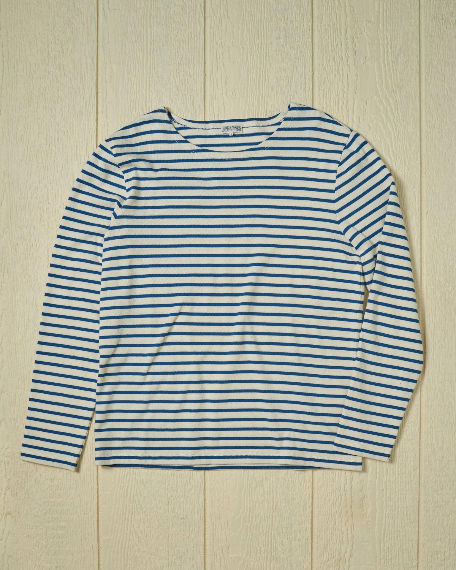 Men’s Breton Stripe Boatneck Tee in Off White/Atlantic Blue Product Image