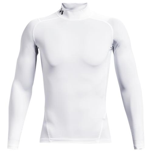 Under Armour Mens Under Armour HG Armour Comp Mock Long Sleeve - Mens Midnight Navy/White Product Image