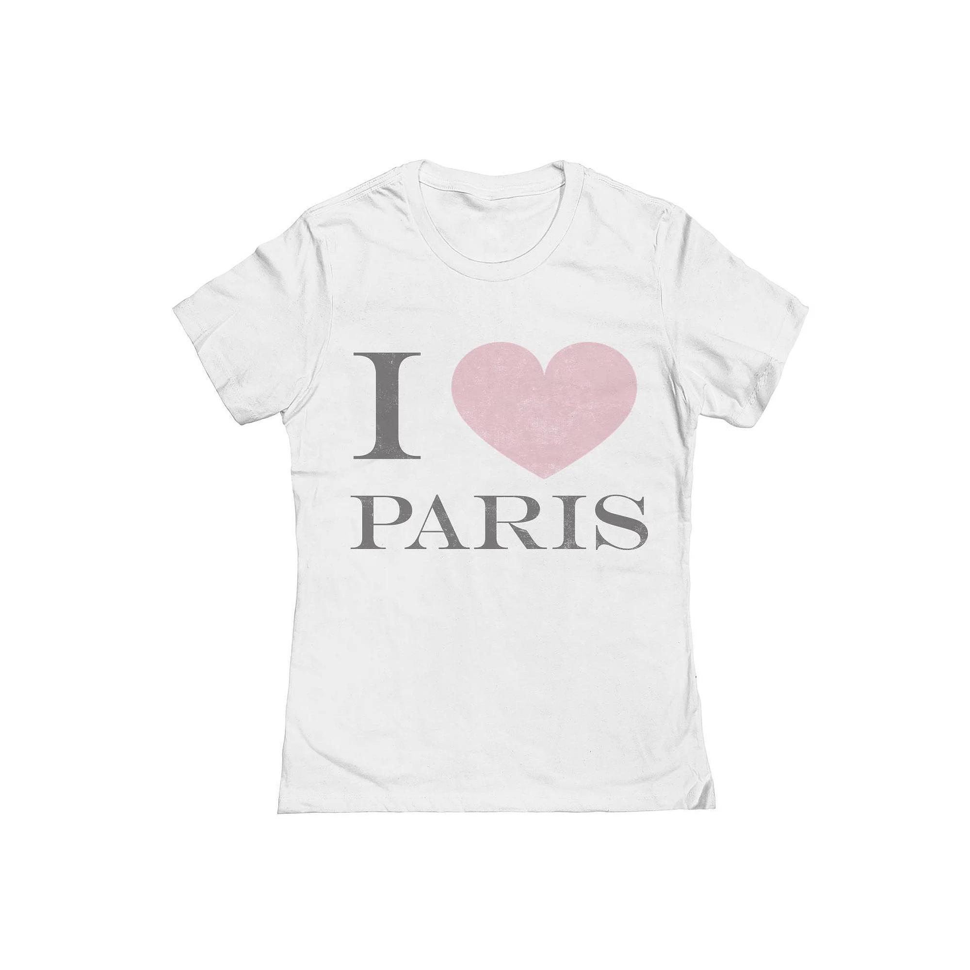 Junior's I Love Paris Valentine's Day Graphic Tee, Women's, Size: Small, White Product Image
