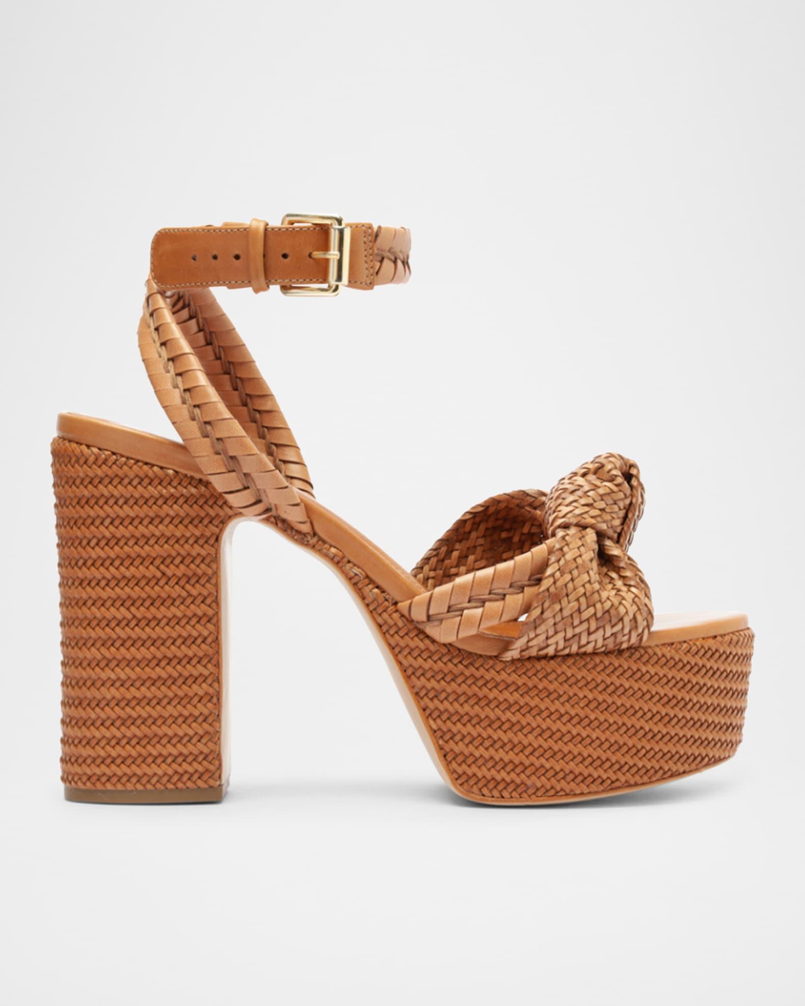 Khari Knotted Leather Ankle-Strap Platform Sandals Product Image