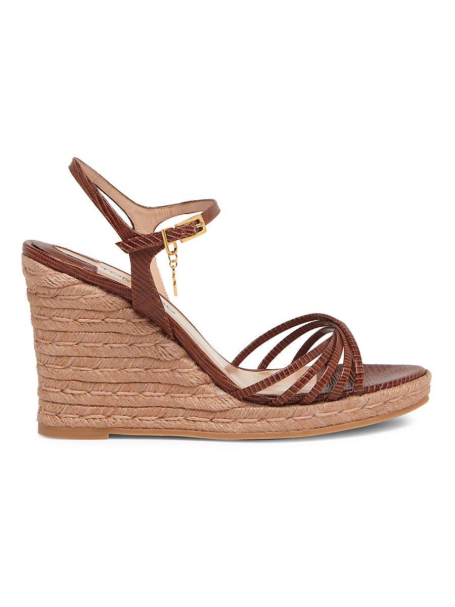 Womens 85MM Lizard-Embossed Leather Wedge Sandals Product Image
